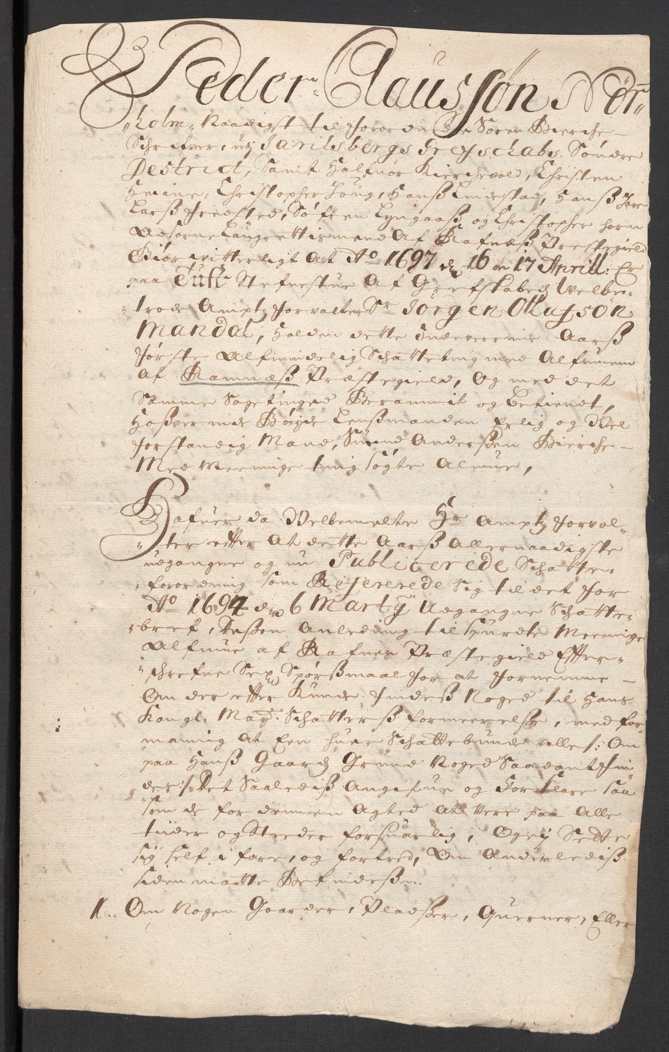 Rentekammeret inntil 1814, Reviderte regnskaper, Fogderegnskap, RA/EA-4092/R32/L1868: Fogderegnskap Jarlsberg grevskap, 1697-1699, s. 60