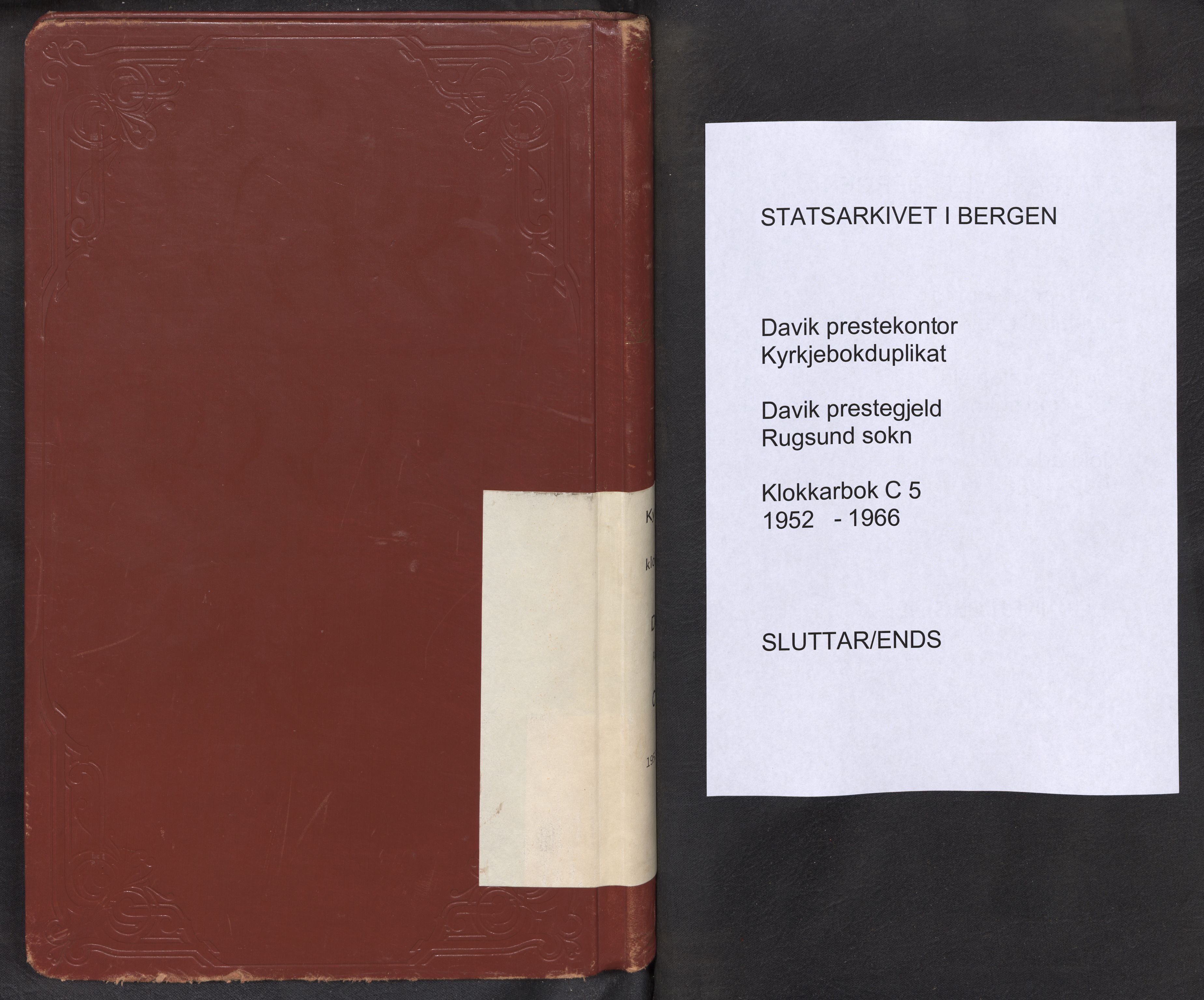 Davik sokneprestembete, SAB/A-79701/H/Hab/Habc/L0005: Klokkerbok nr. C 5, 1952-1966