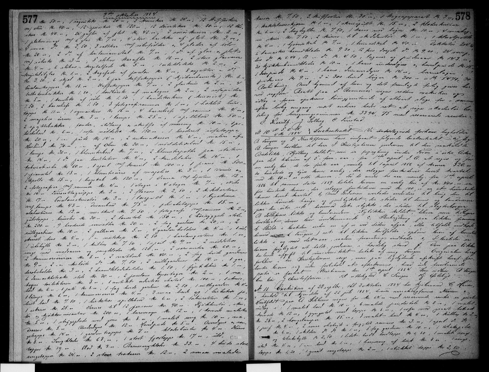 Aker sorenskriveri, SAO/A-10895/G/Gb/Gba/L0029b: Pantebok nr. I 29b, 1884-1886, s. 577-578