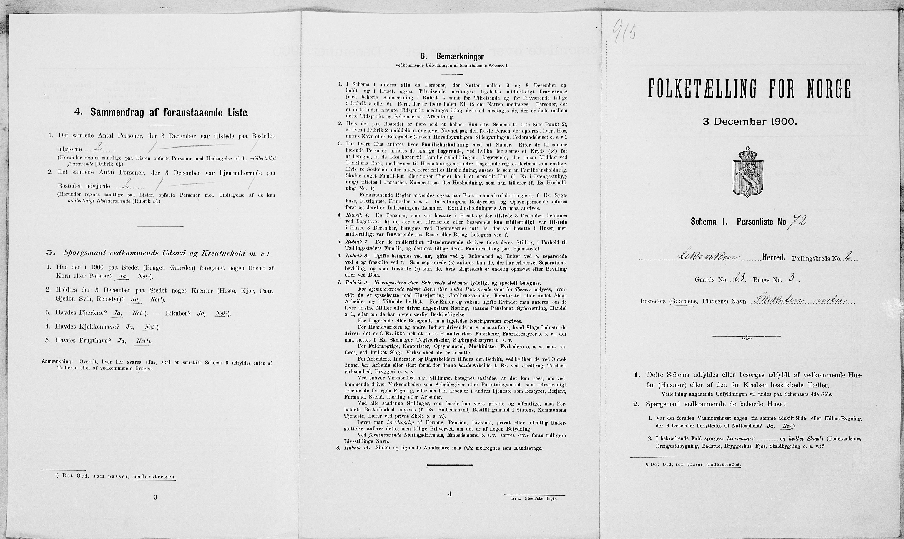 SAT, Folketelling 1900 for 1718 Leksvik herred, 1900, s. 300