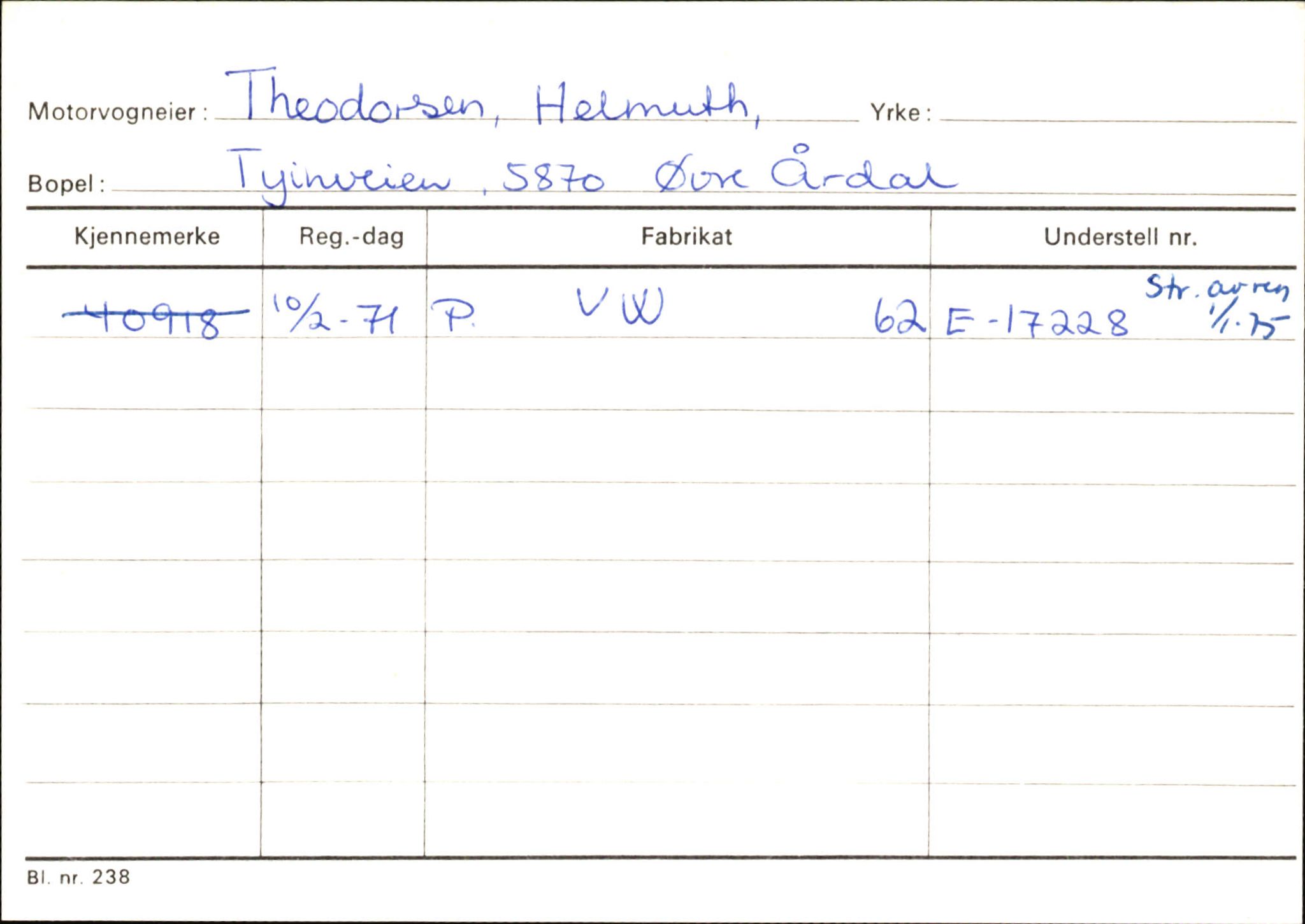 Statens vegvesen, Sogn og Fjordane vegkontor, AV/SAB-A-5301/4/F/L0146: Registerkort Årdal R-Å samt diverse kort, 1945-1975, s. 882