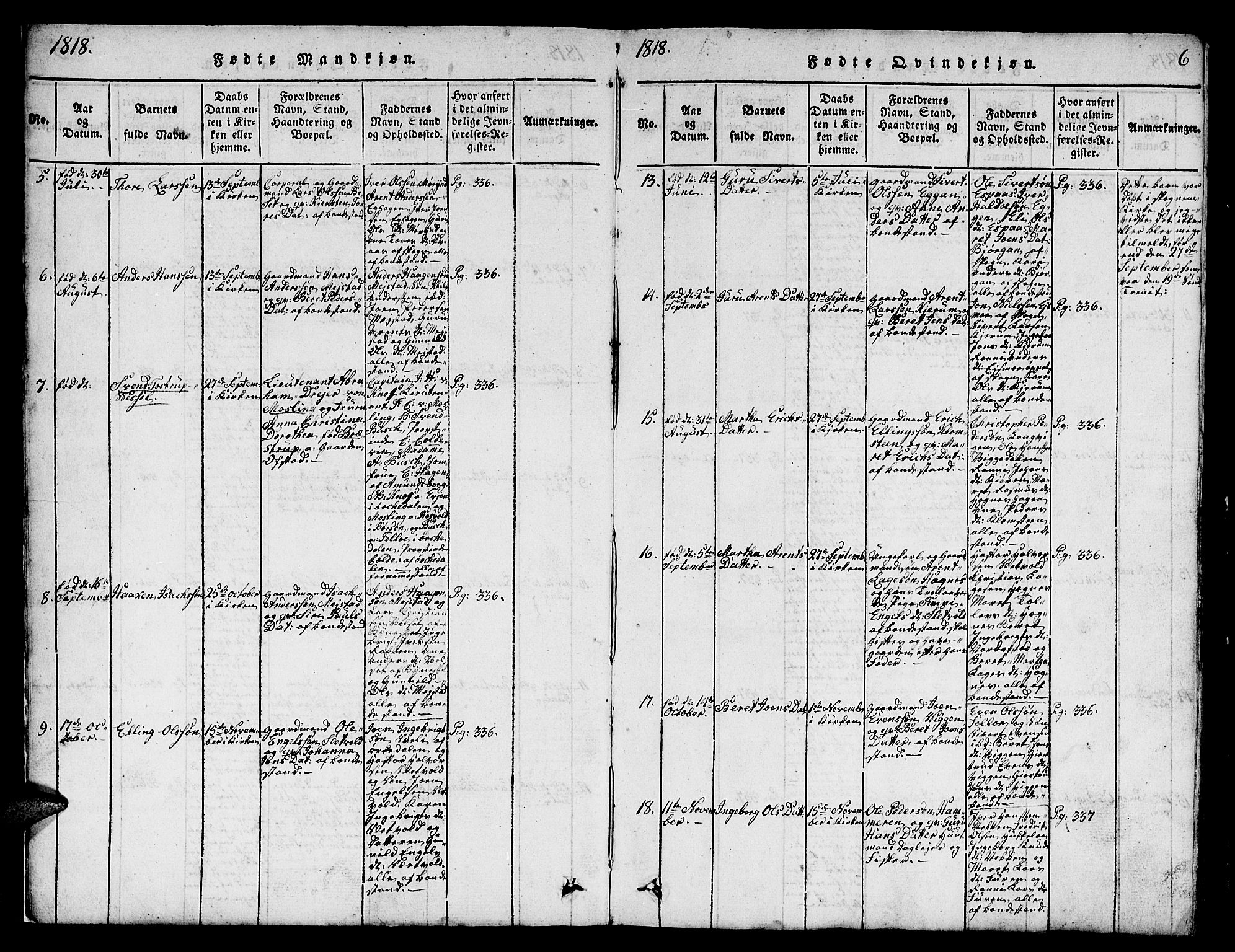 Ministerialprotokoller, klokkerbøker og fødselsregistre - Sør-Trøndelag, SAT/A-1456/665/L0776: Klokkerbok nr. 665C01, 1817-1837, s. 6