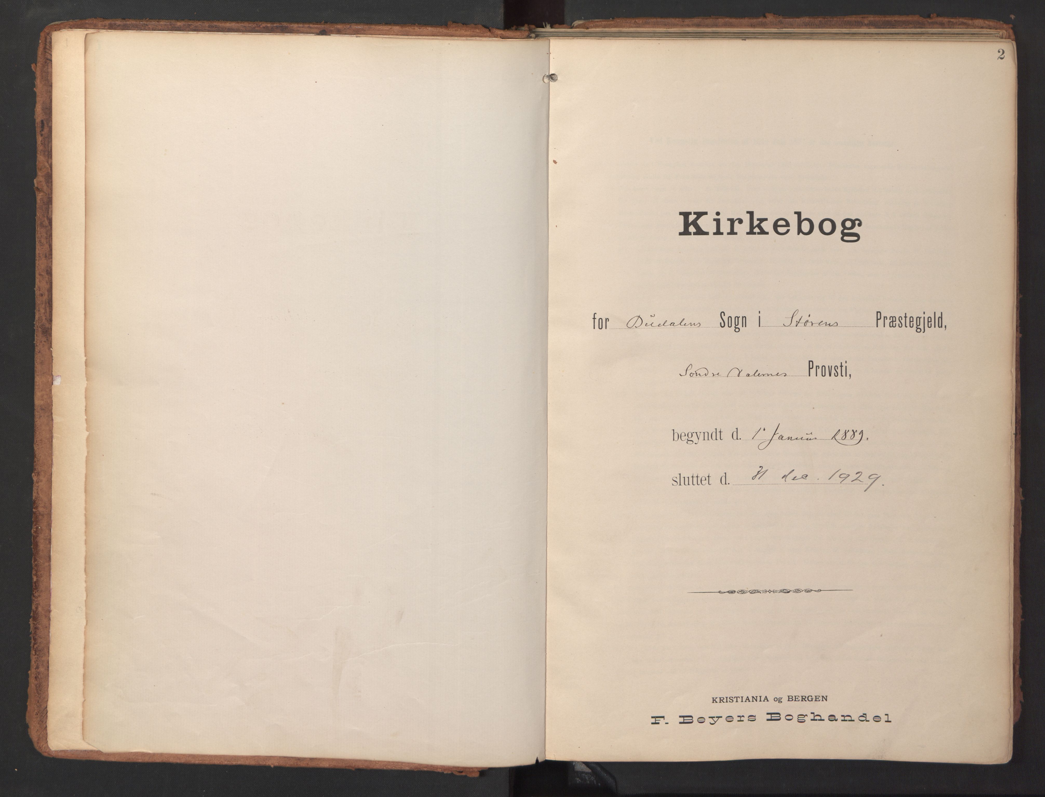 Ministerialprotokoller, klokkerbøker og fødselsregistre - Sør-Trøndelag, SAT/A-1456/690/L1050: Ministerialbok nr. 690A01, 1889-1929, s. 2