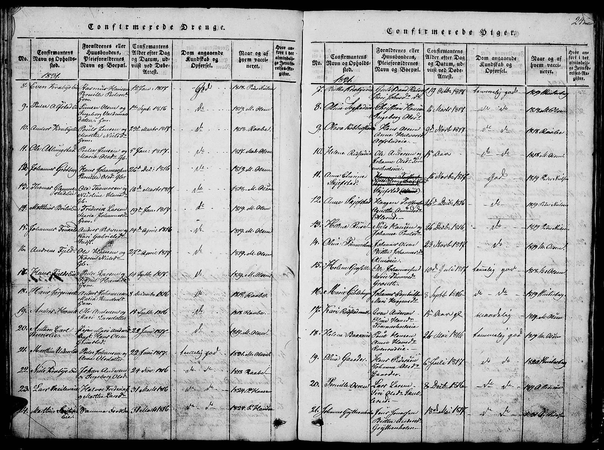 Østre Toten prestekontor, SAH/PREST-104/H/Ha/Hab/L0001: Klokkerbok nr. 1, 1827-1839, s. 242