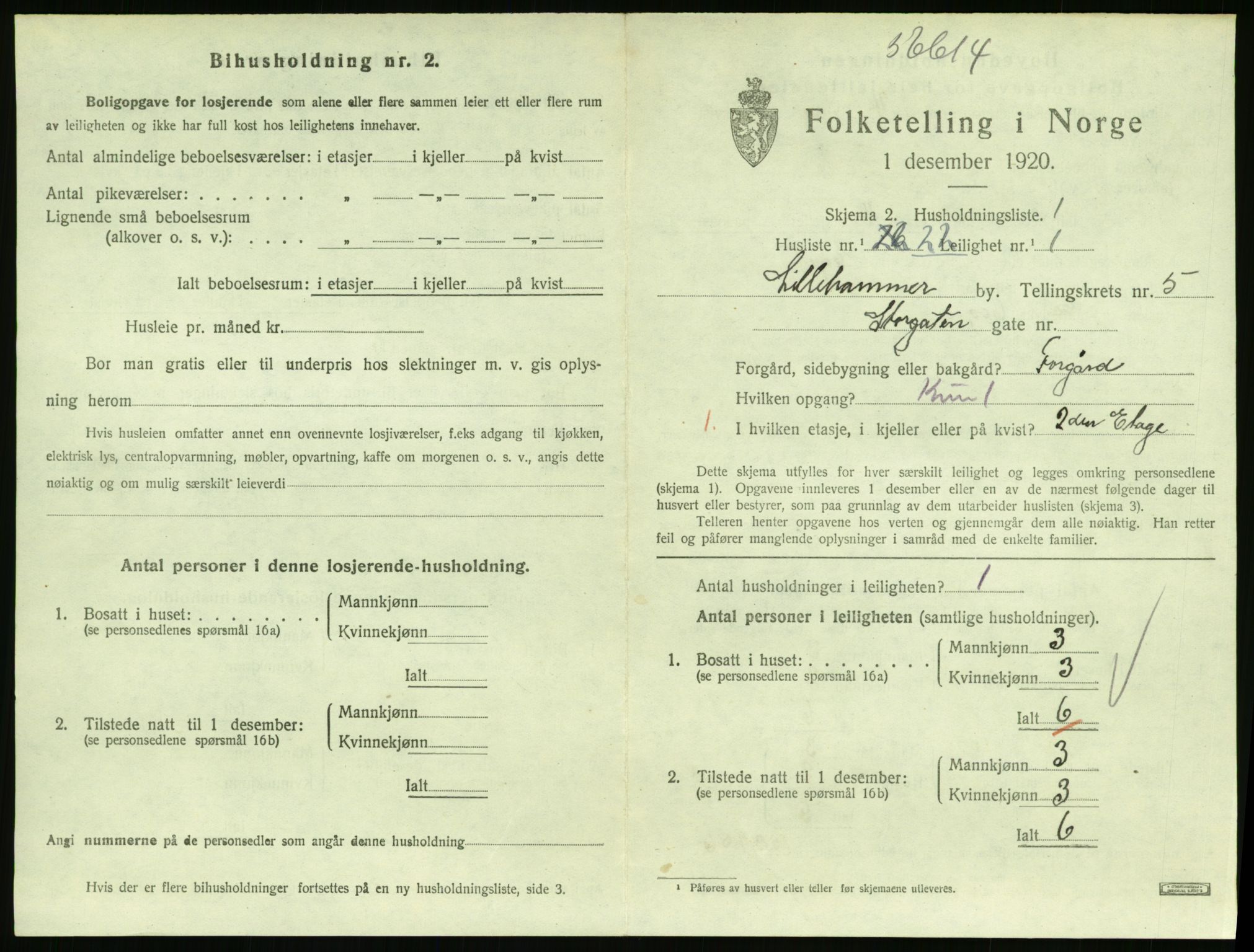 SAH, Folketelling 1920 for 0501 Lillehammer kjøpstad, 1920, s. 2272