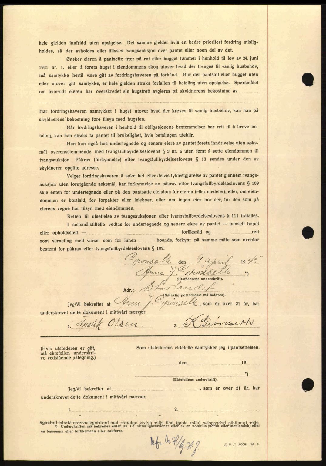 Nordmøre sorenskriveri, AV/SAT-A-4132/1/2/2Ca: Pantebok nr. B92, 1944-1945, Dagboknr: 744/1945