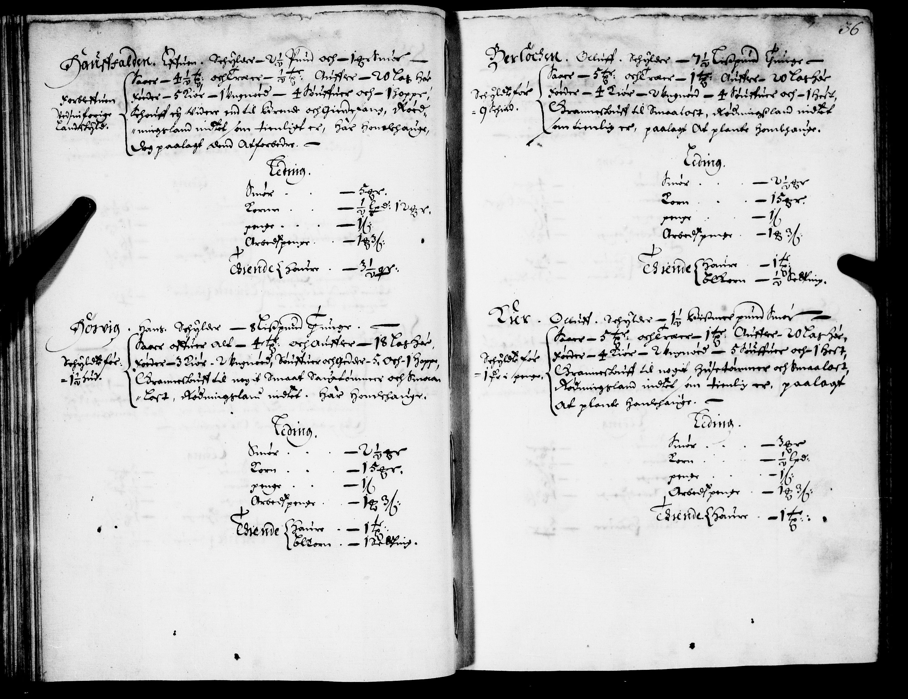 Rentekammeret inntil 1814, Realistisk ordnet avdeling, AV/RA-EA-4070/N/Nb/Nba/L0021: Brunla len, 1667, s. 35b-36a