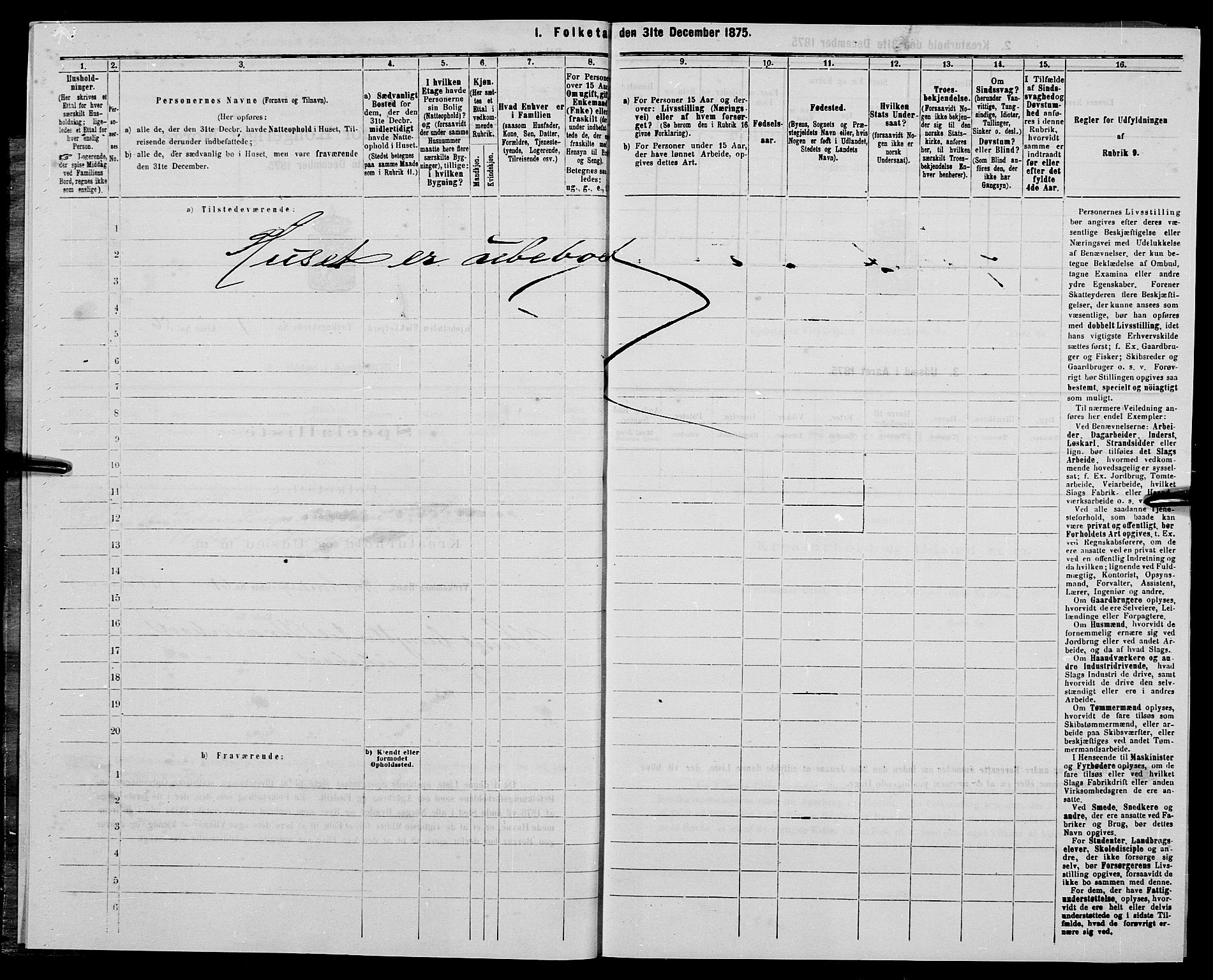 SAK, Folketelling 1875 for 1004B Flekkefjord prestegjeld, Flekkefjord kjøpstad, 1875, s. 17