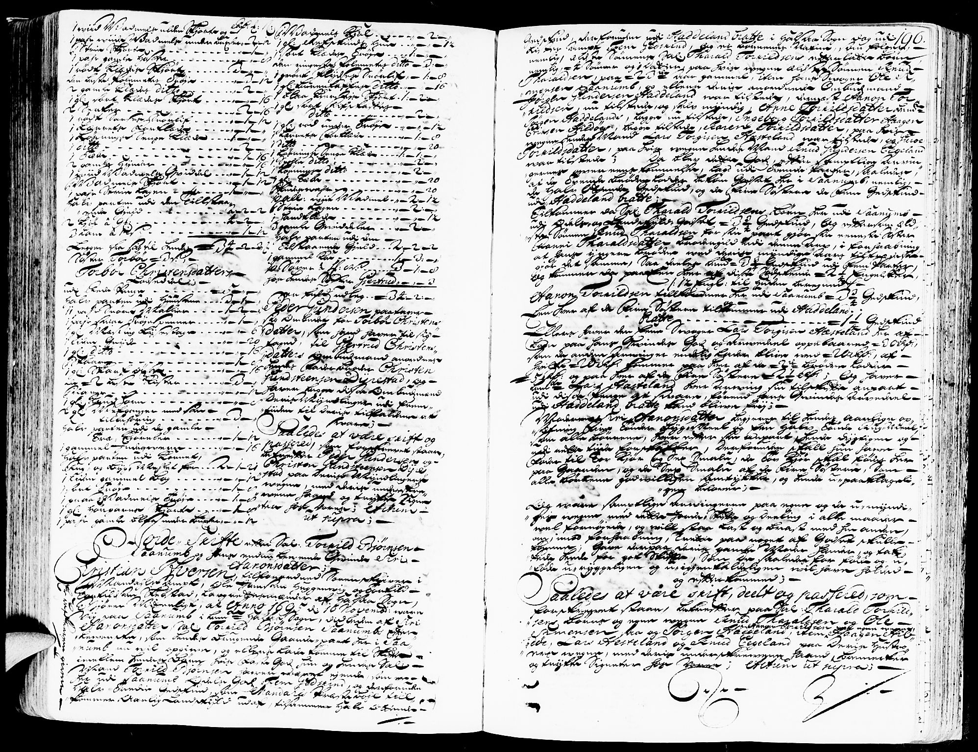 Mandal sorenskriveri, SAK/1221-0005/001/H/Hc/L0008: Skifteprotokoll med register, original i eske nr 4a, 1693-1702, s. 195b-196a