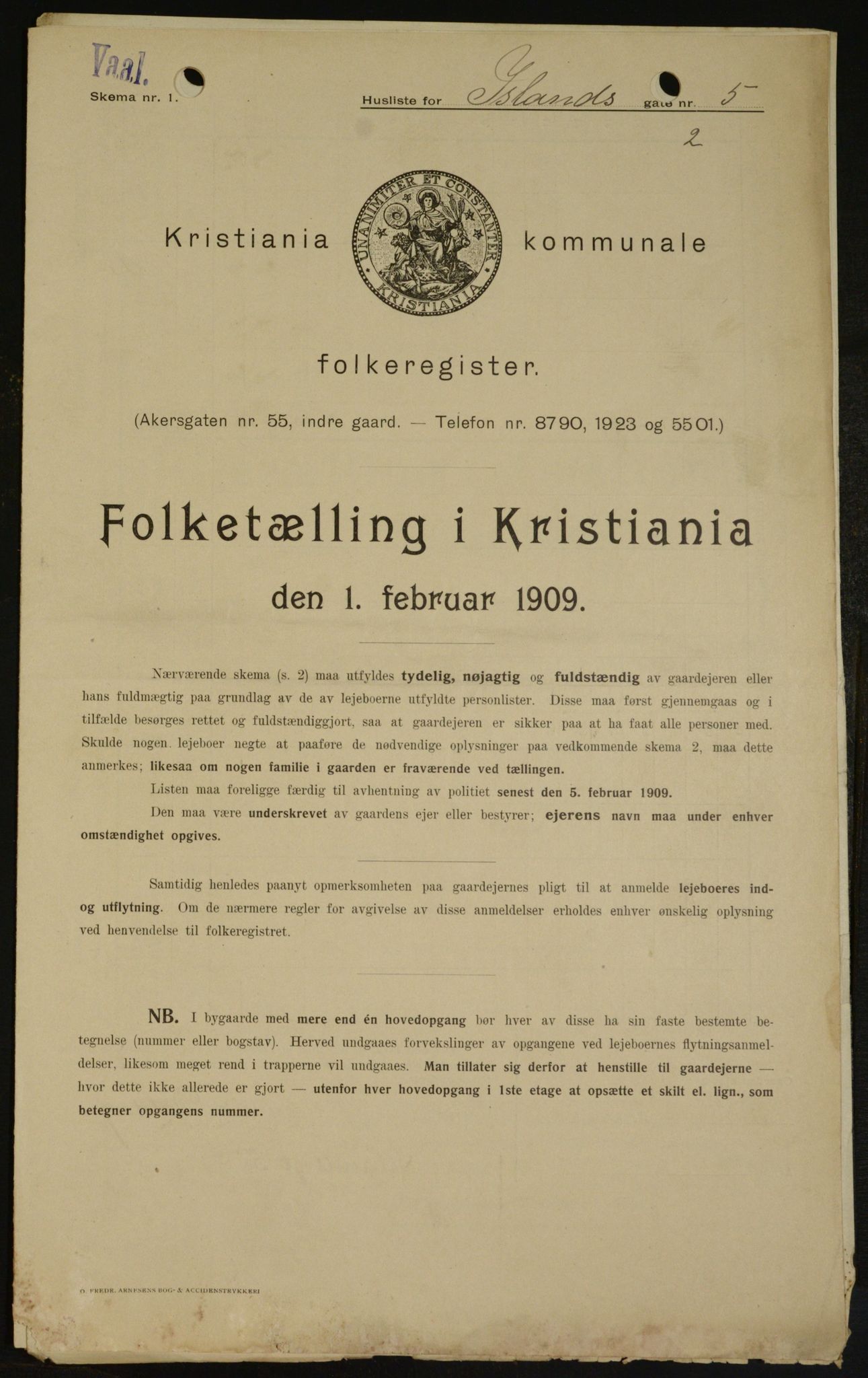 OBA, Kommunal folketelling 1.2.1909 for Kristiania kjøpstad, 1909, s. 40659