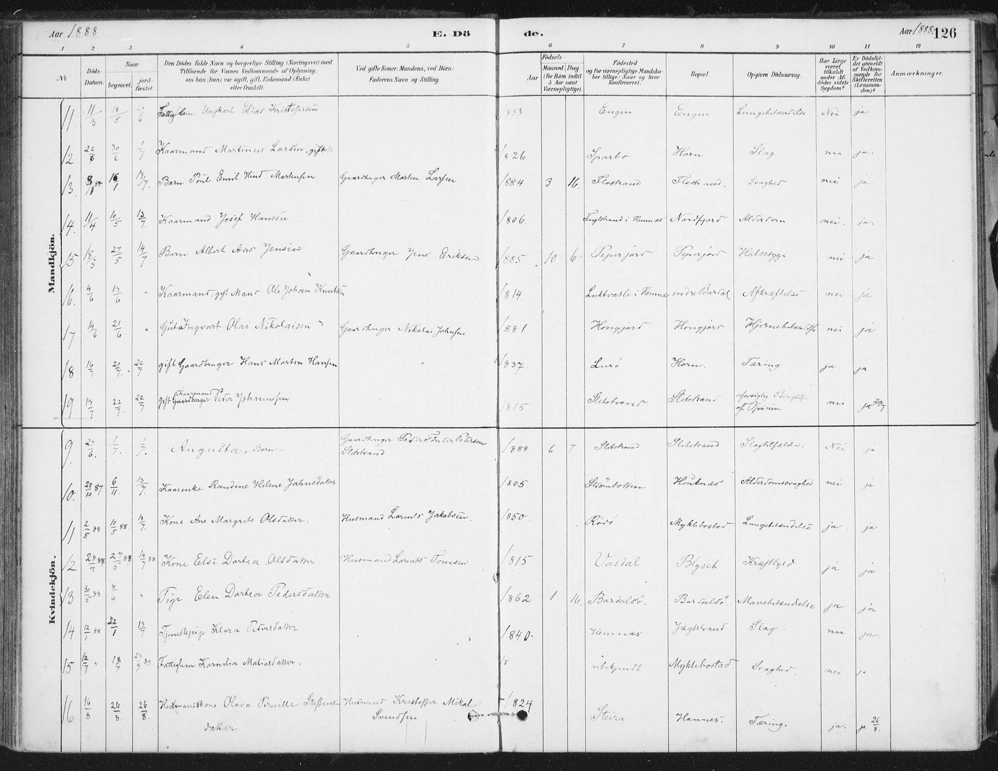 Ministerialprotokoller, klokkerbøker og fødselsregistre - Nordland, AV/SAT-A-1459/838/L0553: Ministerialbok nr. 838A11, 1880-1910, s. 126