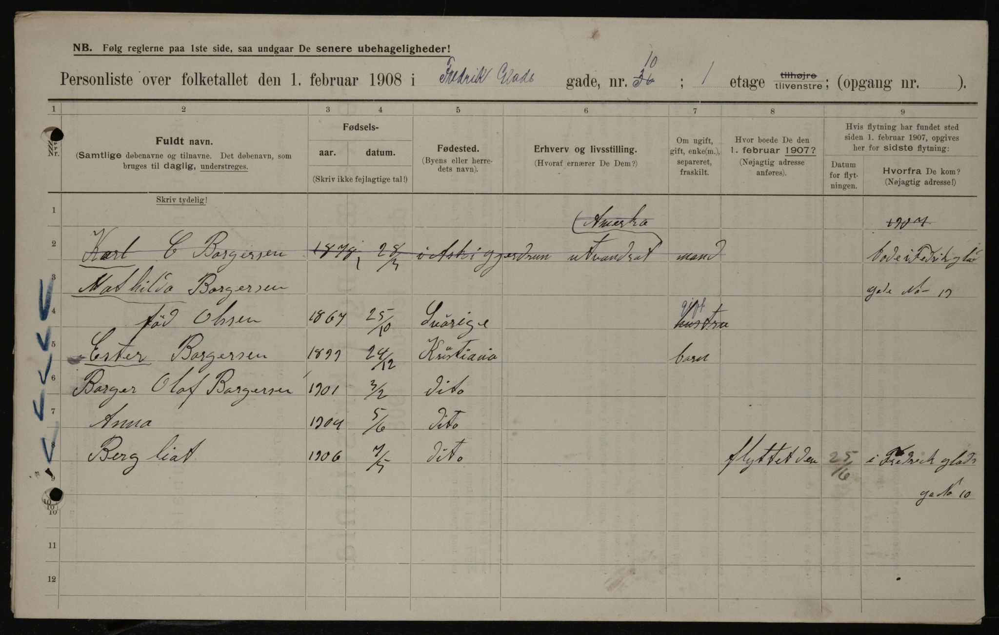 OBA, Kommunal folketelling 1.2.1908 for Kristiania kjøpstad, 1908, s. 23976