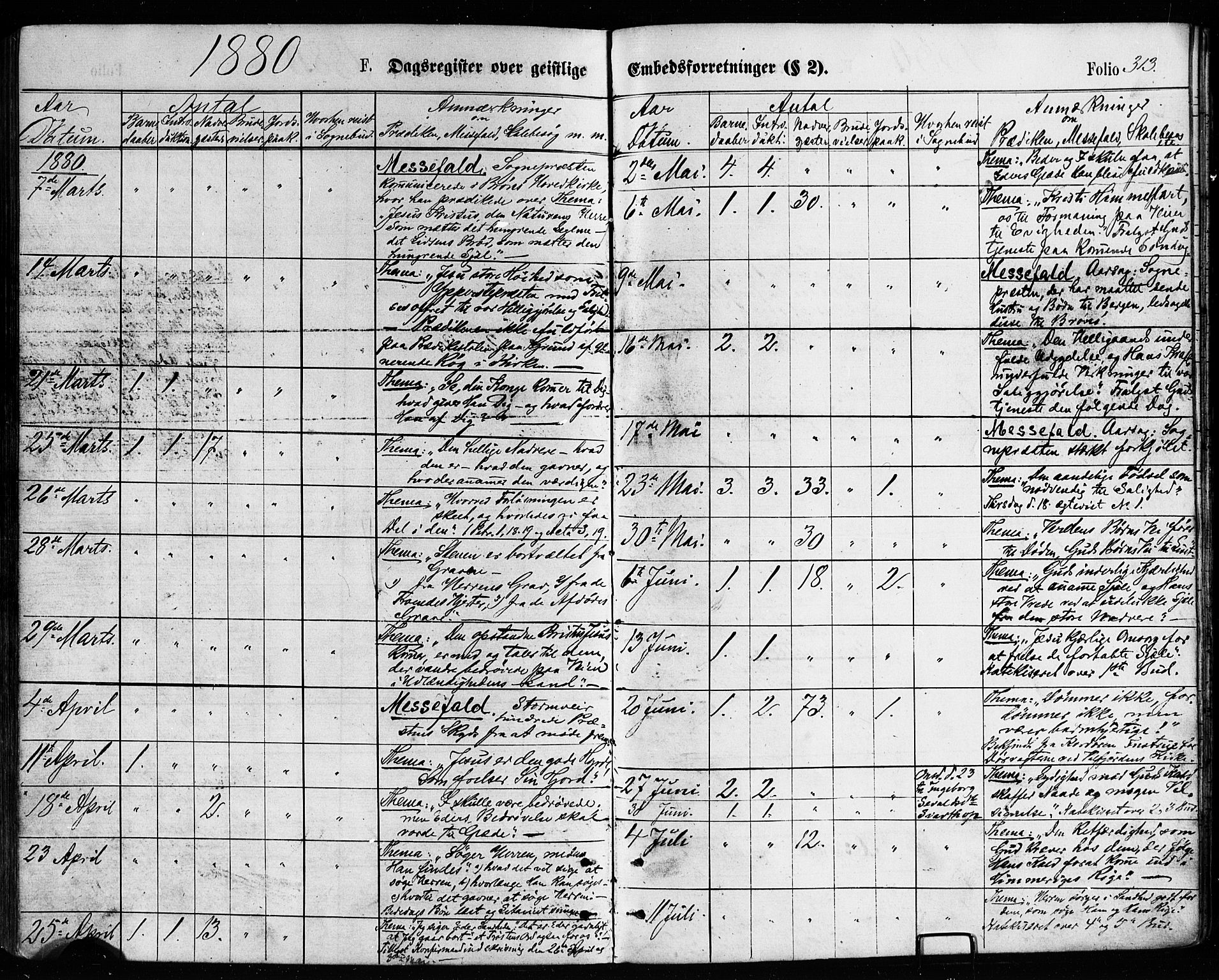 Ministerialprotokoller, klokkerbøker og fødselsregistre - Nordland, SAT/A-1459/814/L0225: Ministerialbok nr. 814A06, 1875-1885, s. 313