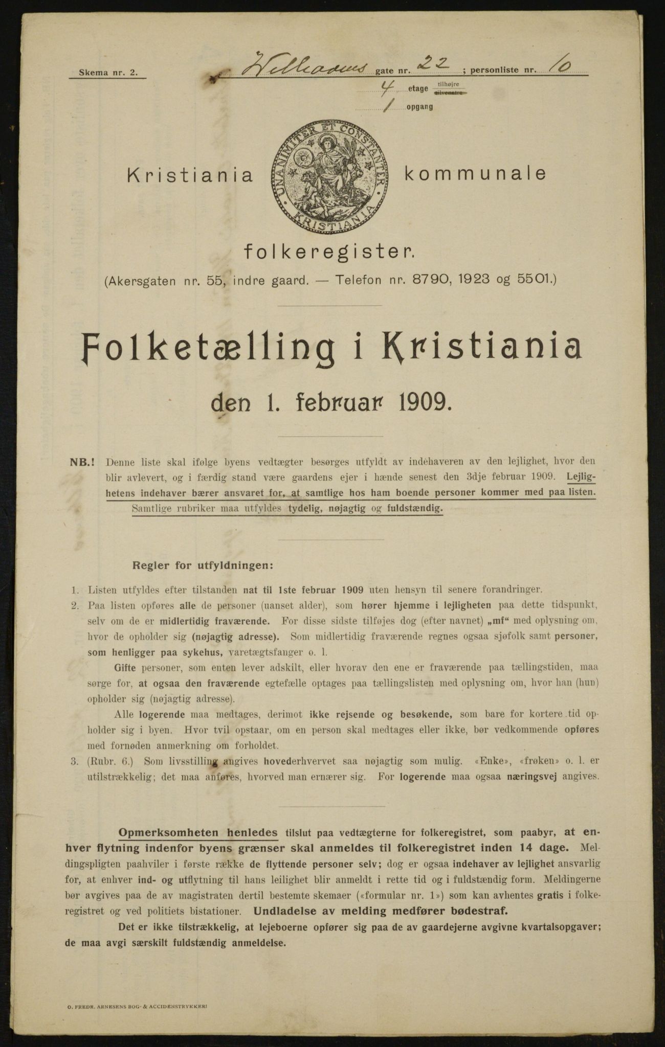 OBA, Kommunal folketelling 1.2.1909 for Kristiania kjøpstad, 1909, s. 115945