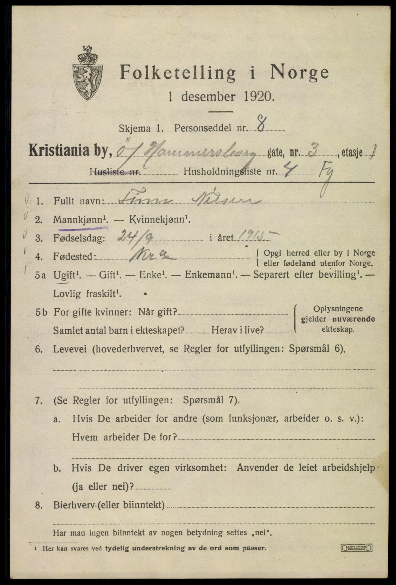 SAO, Folketelling 1920 for 0301 Kristiania kjøpstad, 1920, s. 657979