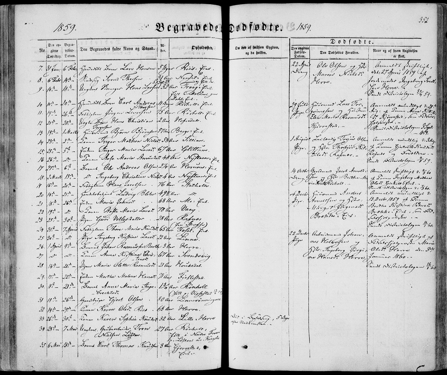 Bamble kirkebøker, AV/SAKO-A-253/F/Fa/L0005: Ministerialbok nr. I 5, 1854-1869, s. 352