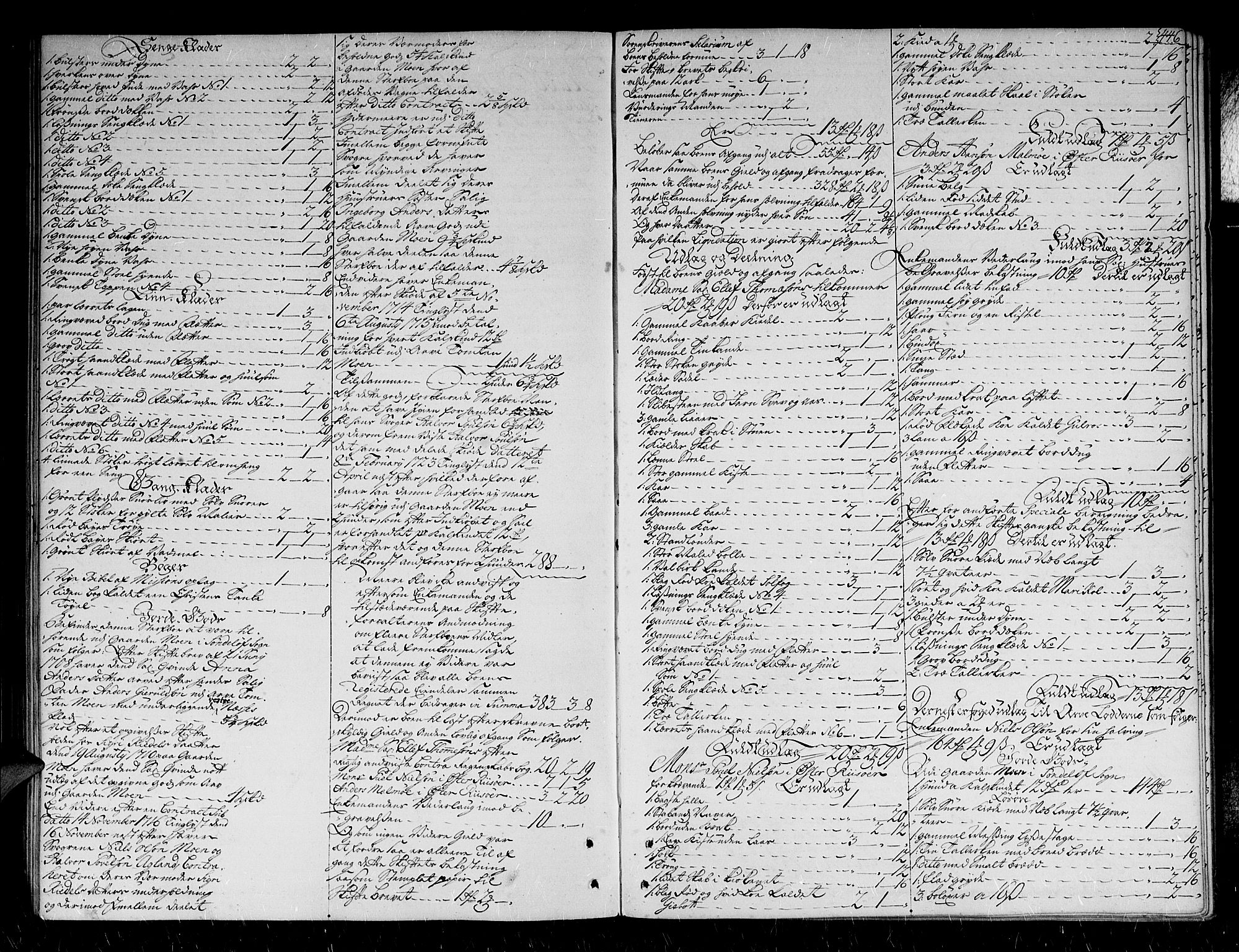 Nedenes sorenskriveri før 1824, SAK/1221-0007/H/Hc/L0015: Skifteprotokoll med register nr 12a, 1730-1734, s. 445b-446a