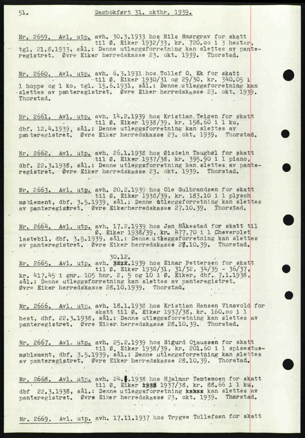 Eiker, Modum og Sigdal sorenskriveri, SAKO/A-123/G/Ga/Gab/L0041: Pantebok nr. A11, 1939-1940, Dagboknr: 2659/1939