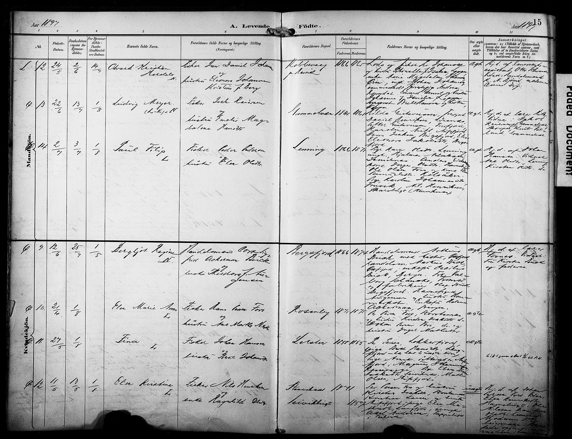 Loppa sokneprestkontor, AV/SATØ-S-1339/H/Ha/L0009kirke: Ministerialbok nr. 9, 1895-1909, s. 15