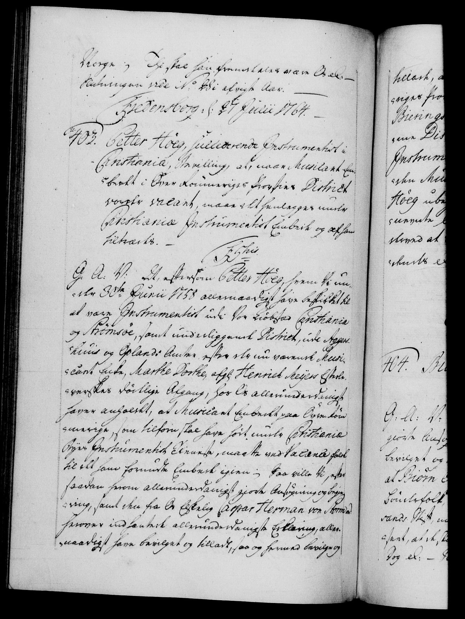 Danske Kanselli 1572-1799, RA/EA-3023/F/Fc/Fca/Fcaa/L0042: Norske registre, 1763-1766, s. 410b