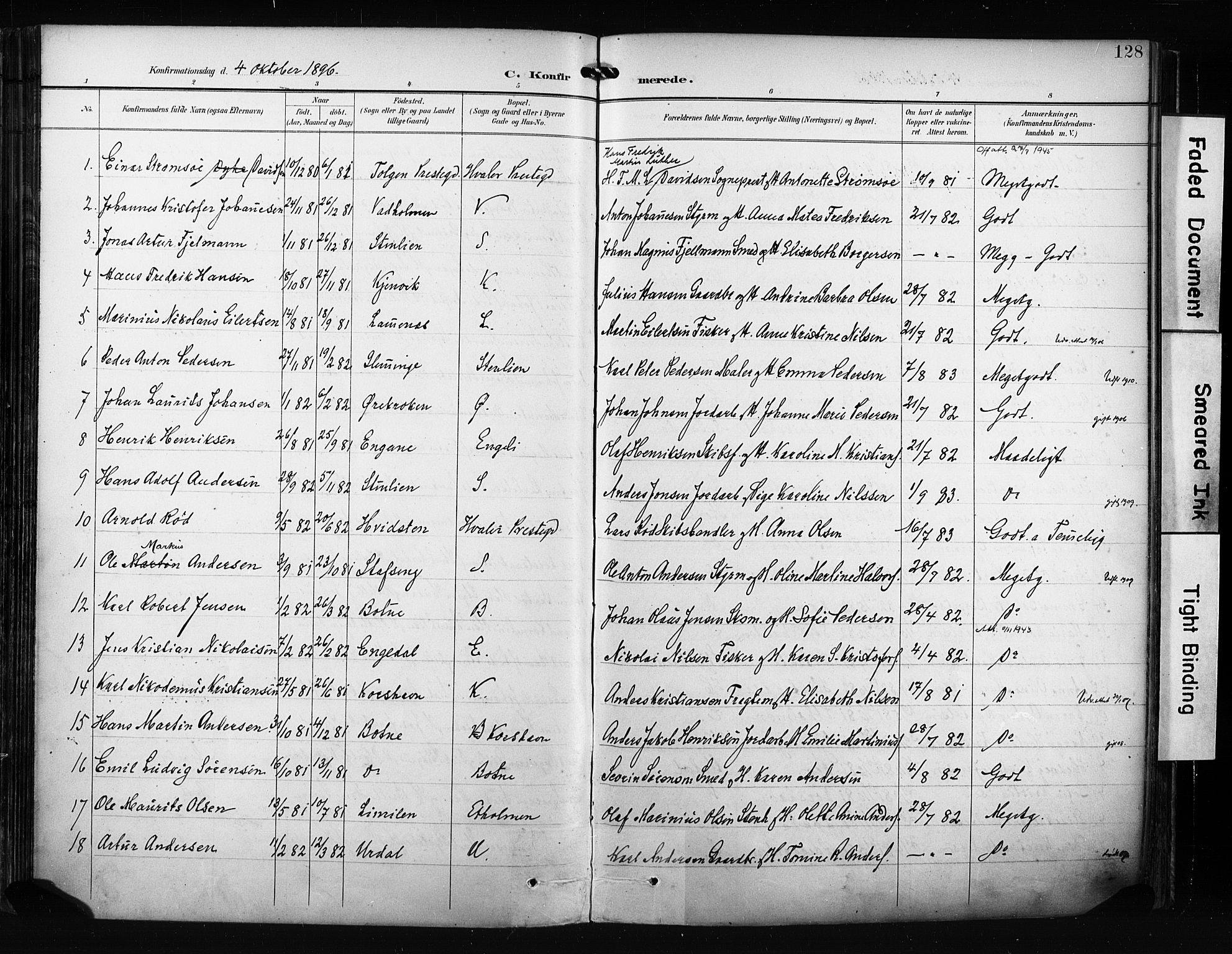 Hvaler prestekontor Kirkebøker, AV/SAO-A-2001/F/Fa/L0009: Ministerialbok nr. I 9, 1895-1906, s. 128