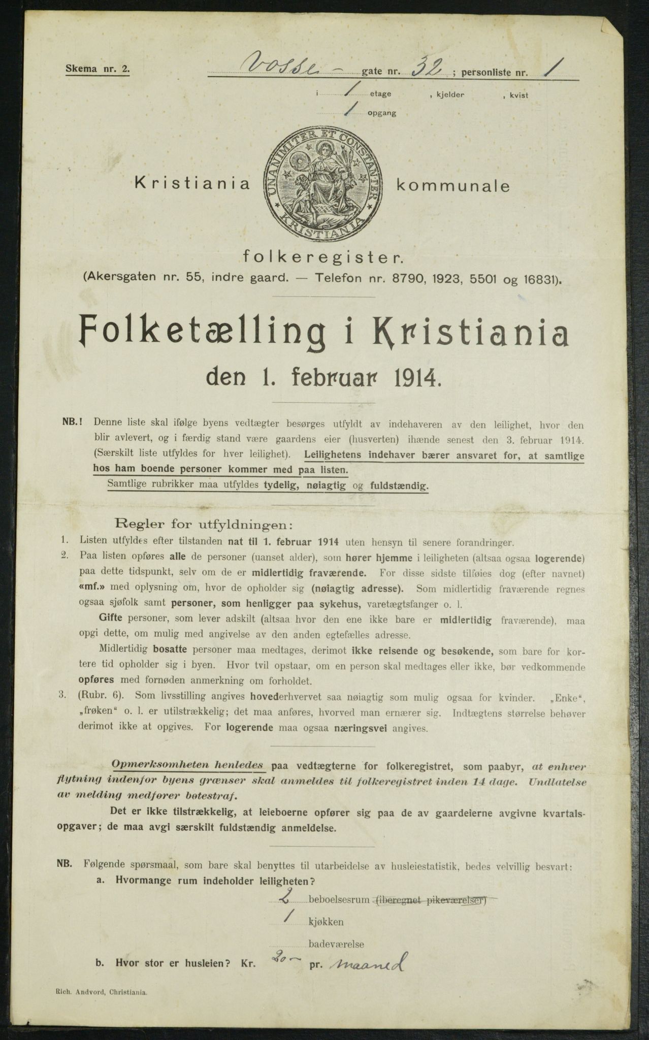 OBA, Kommunal folketelling 1.2.1914 for Kristiania, 1914, s. 126603