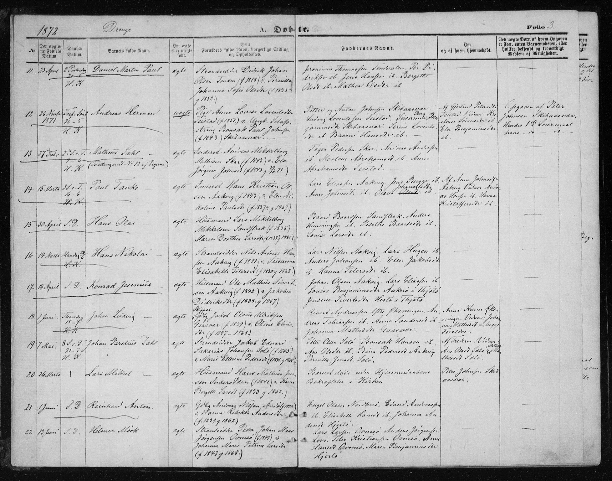 Ministerialprotokoller, klokkerbøker og fødselsregistre - Nordland, AV/SAT-A-1459/834/L0506: Ministerialbok nr. 834A04, 1872-1878, s. 3