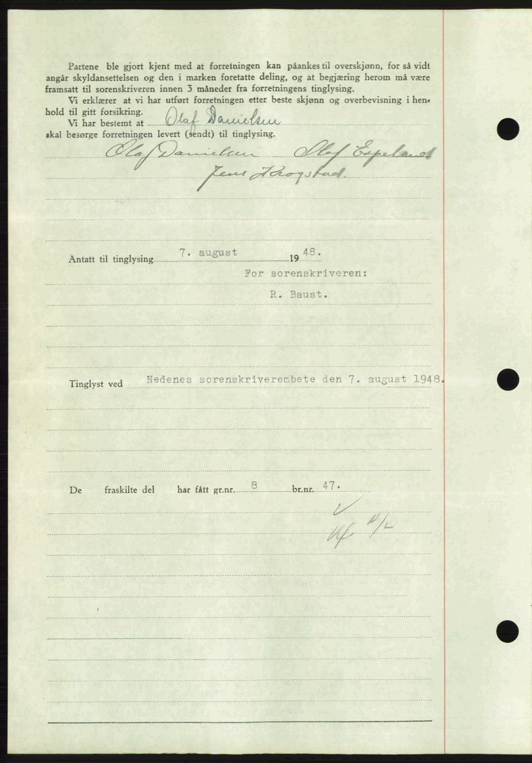 Nedenes sorenskriveri, SAK/1221-0006/G/Gb/Gba/L0059: Pantebok nr. A11, 1948-1948, Dagboknr: 1118/1948