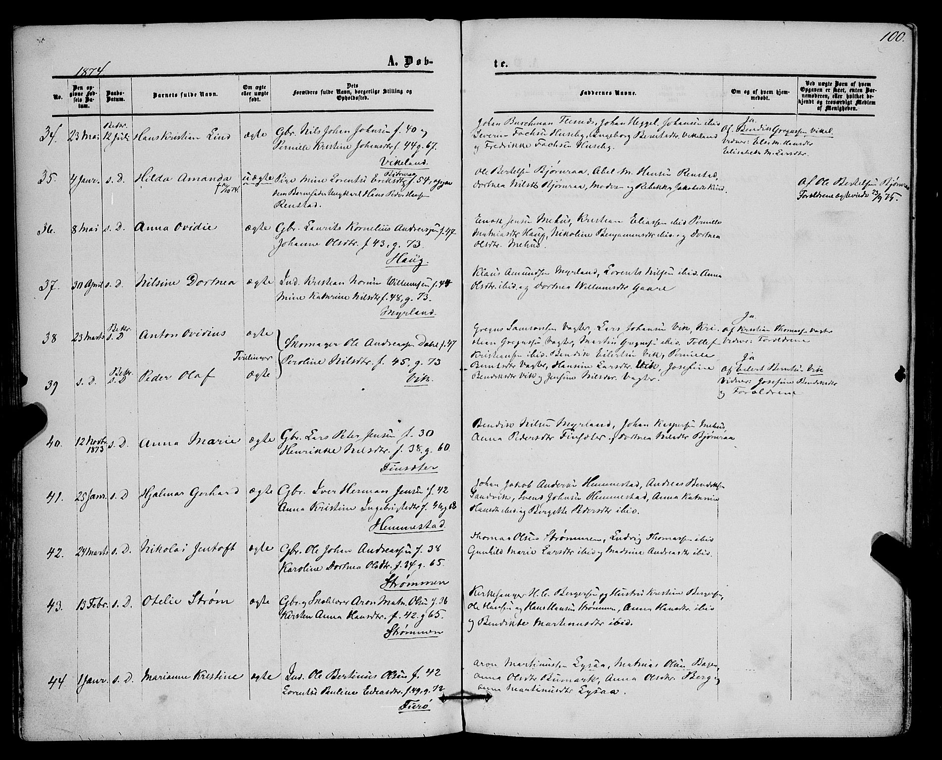 Kvæfjord sokneprestkontor, AV/SATØ-S-1323/G/Ga/Gaa/L0004kirke: Ministerialbok nr. 4, 1857-1877, s. 100