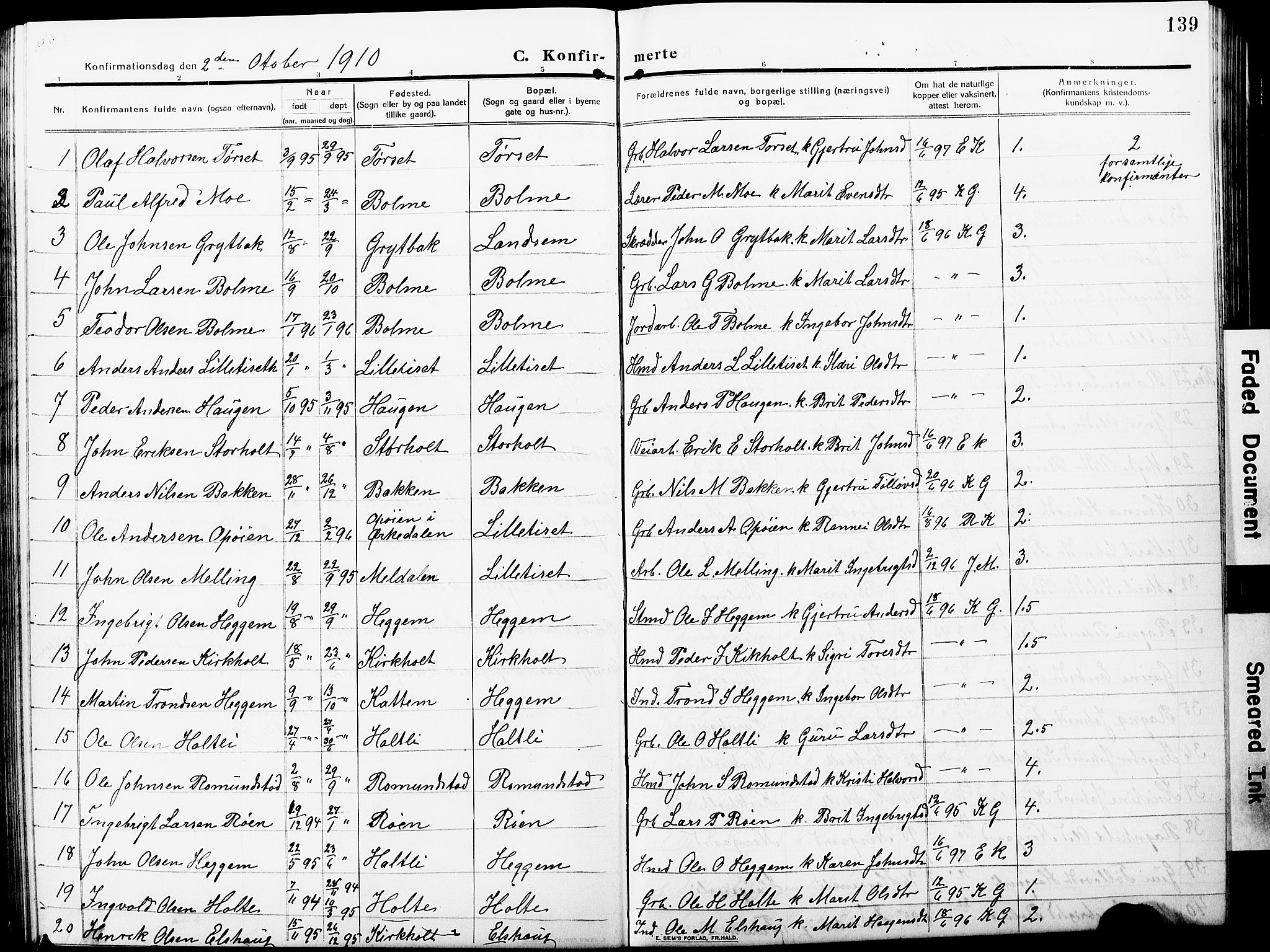 Ministerialprotokoller, klokkerbøker og fødselsregistre - Møre og Romsdal, AV/SAT-A-1454/598/L1079: Klokkerbok nr. 598C04, 1909-1927, s. 139