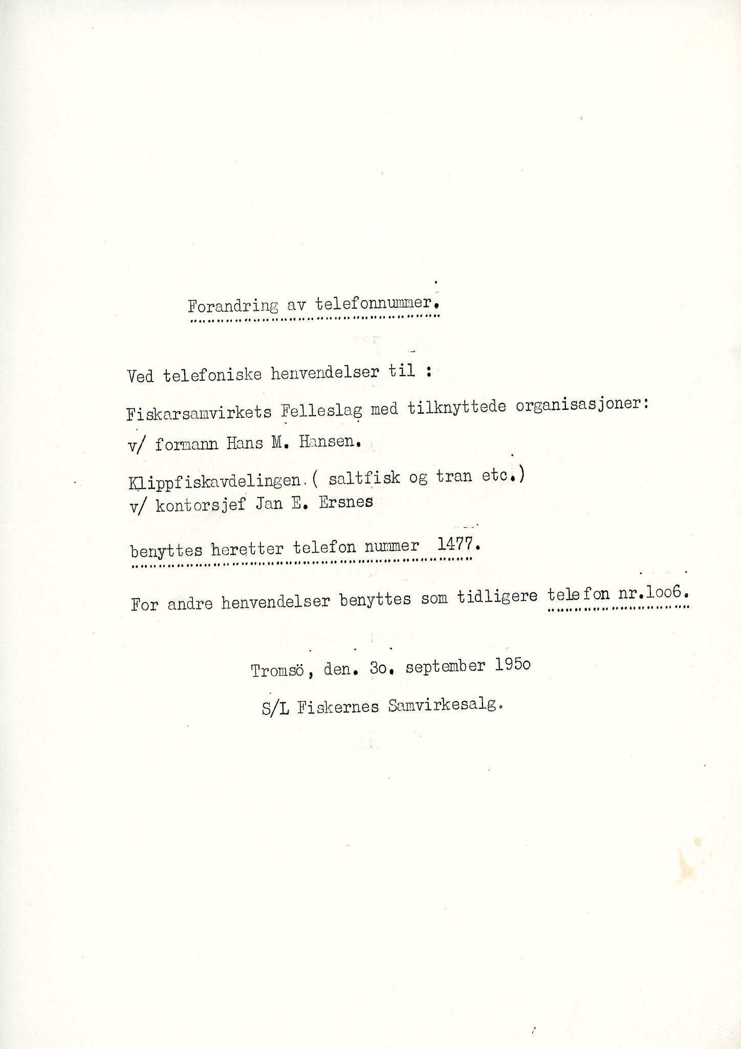 Vardø Fiskersamvirkelag, VAMU/A-0037/D/Da/L0003: Korrespondanse Fi-Kj, 1947-1950