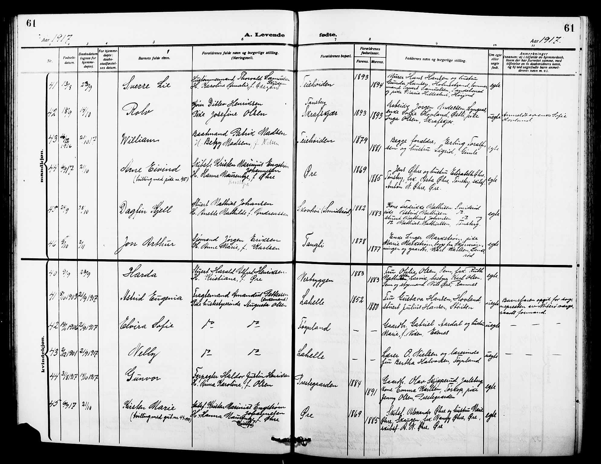 Nøtterøy kirkebøker, AV/SAKO-A-354/G/Ga/L0005: Klokkerbok nr. I 5, 1910-1924, s. 61