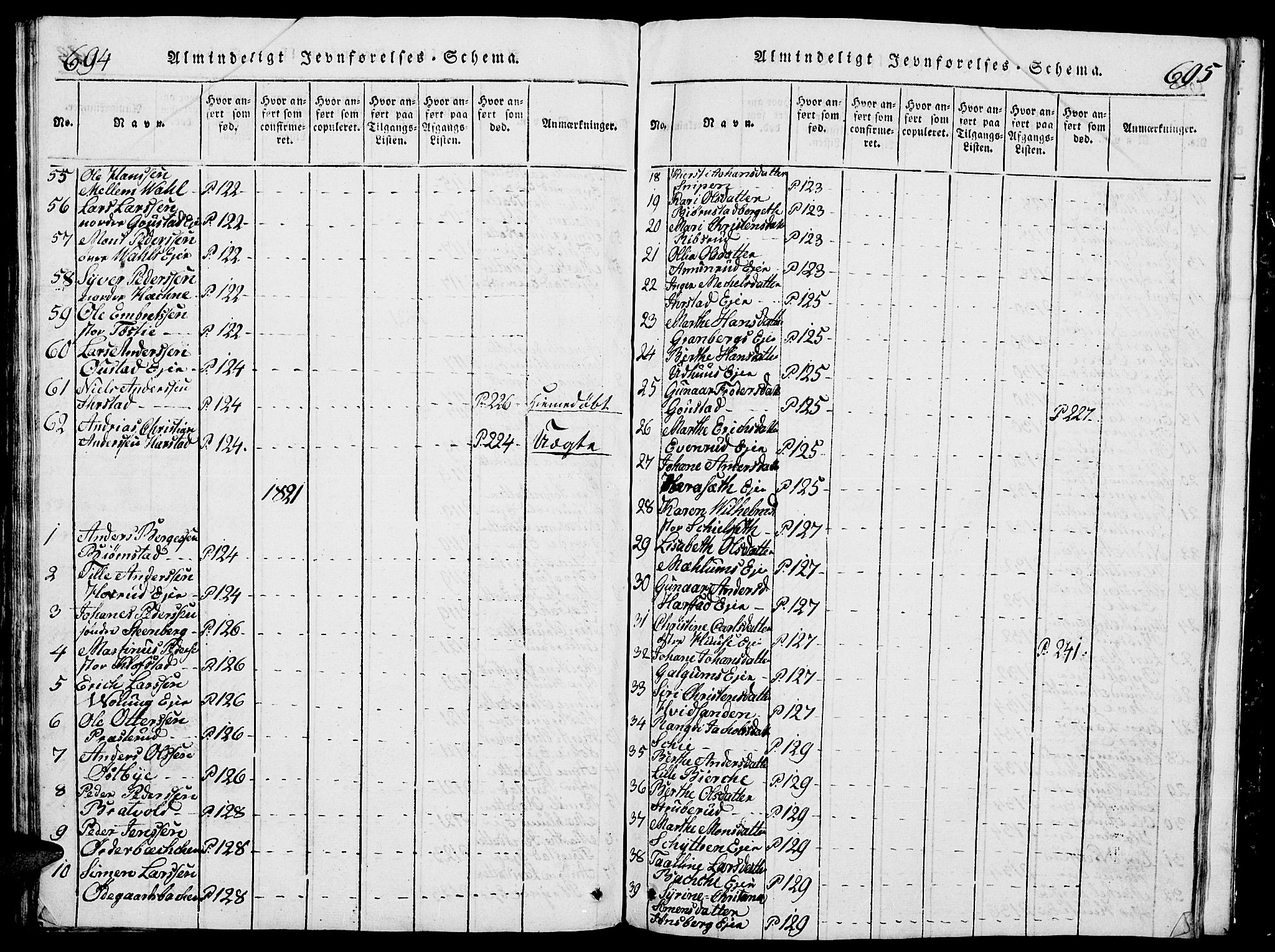 Romedal prestekontor, AV/SAH-PREST-004/L/L0005: Klokkerbok nr. 5, 1814-1829, s. 694-695