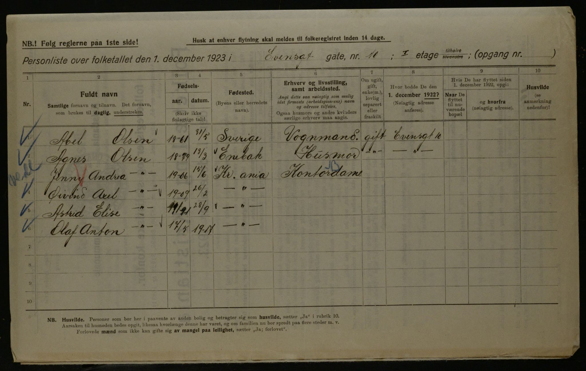 OBA, Kommunal folketelling 1.12.1923 for Kristiania, 1923, s. 25814