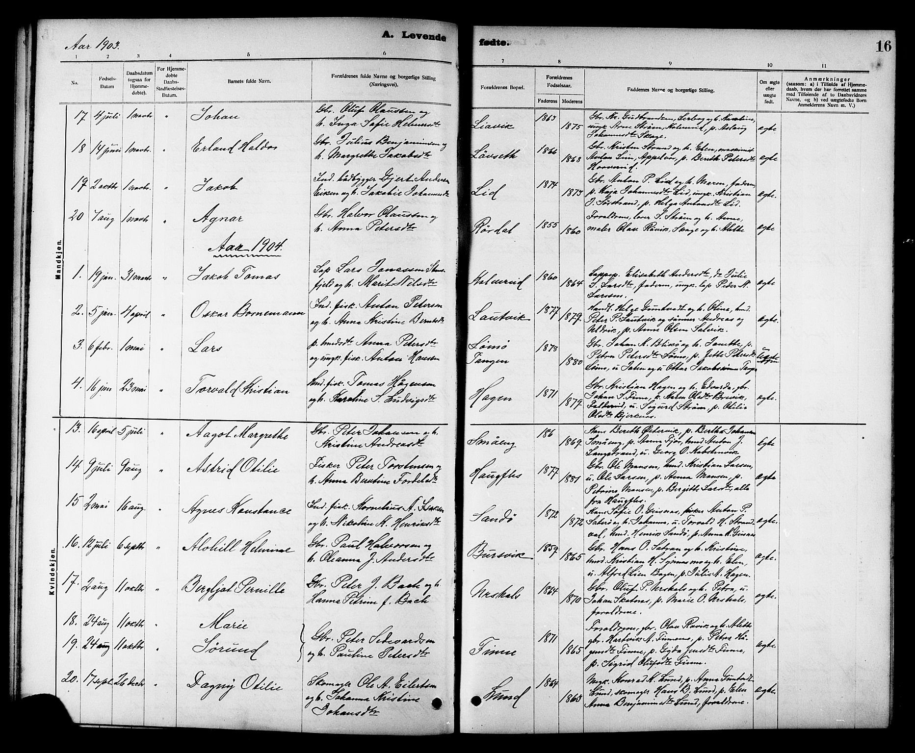 Ministerialprotokoller, klokkerbøker og fødselsregistre - Nord-Trøndelag, AV/SAT-A-1458/780/L0652: Klokkerbok nr. 780C04, 1899-1911, s. 16