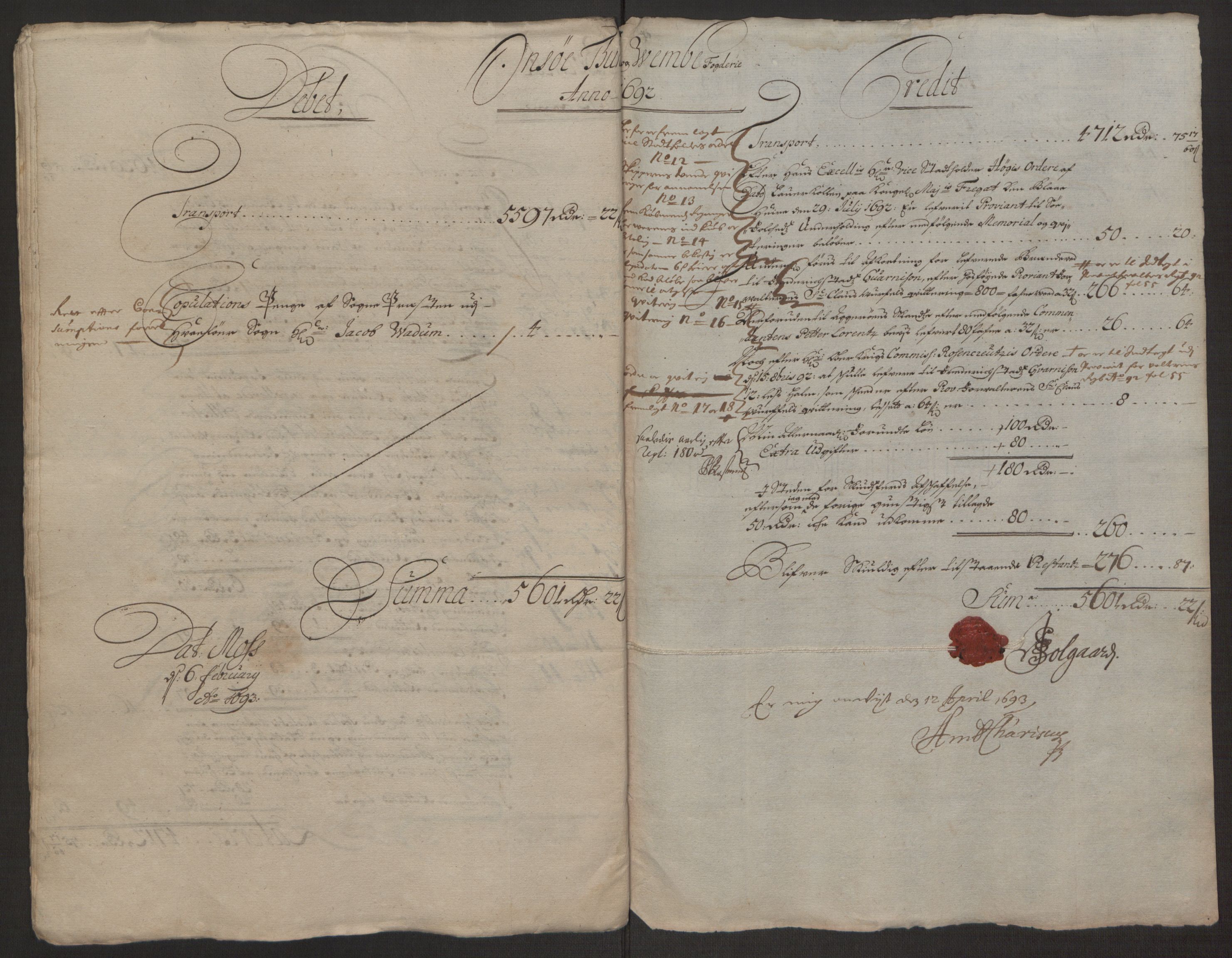 Rentekammeret inntil 1814, Reviderte regnskaper, Fogderegnskap, RA/EA-4092/R03/L0120: Fogderegnskap Onsøy, Tune, Veme og Åbygge fogderi, 1692-1693, s. 15