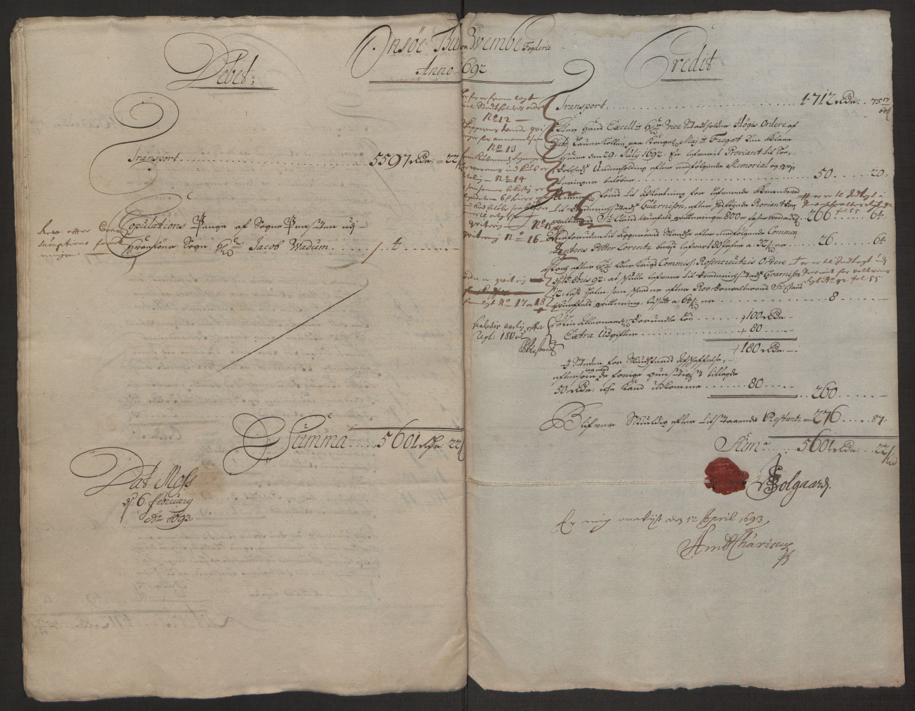 Rentekammeret inntil 1814, Reviderte regnskaper, Fogderegnskap, AV/RA-EA-4092/R03/L0120: Fogderegnskap Onsøy, Tune, Veme og Åbygge fogderi, 1692-1693, s. 15