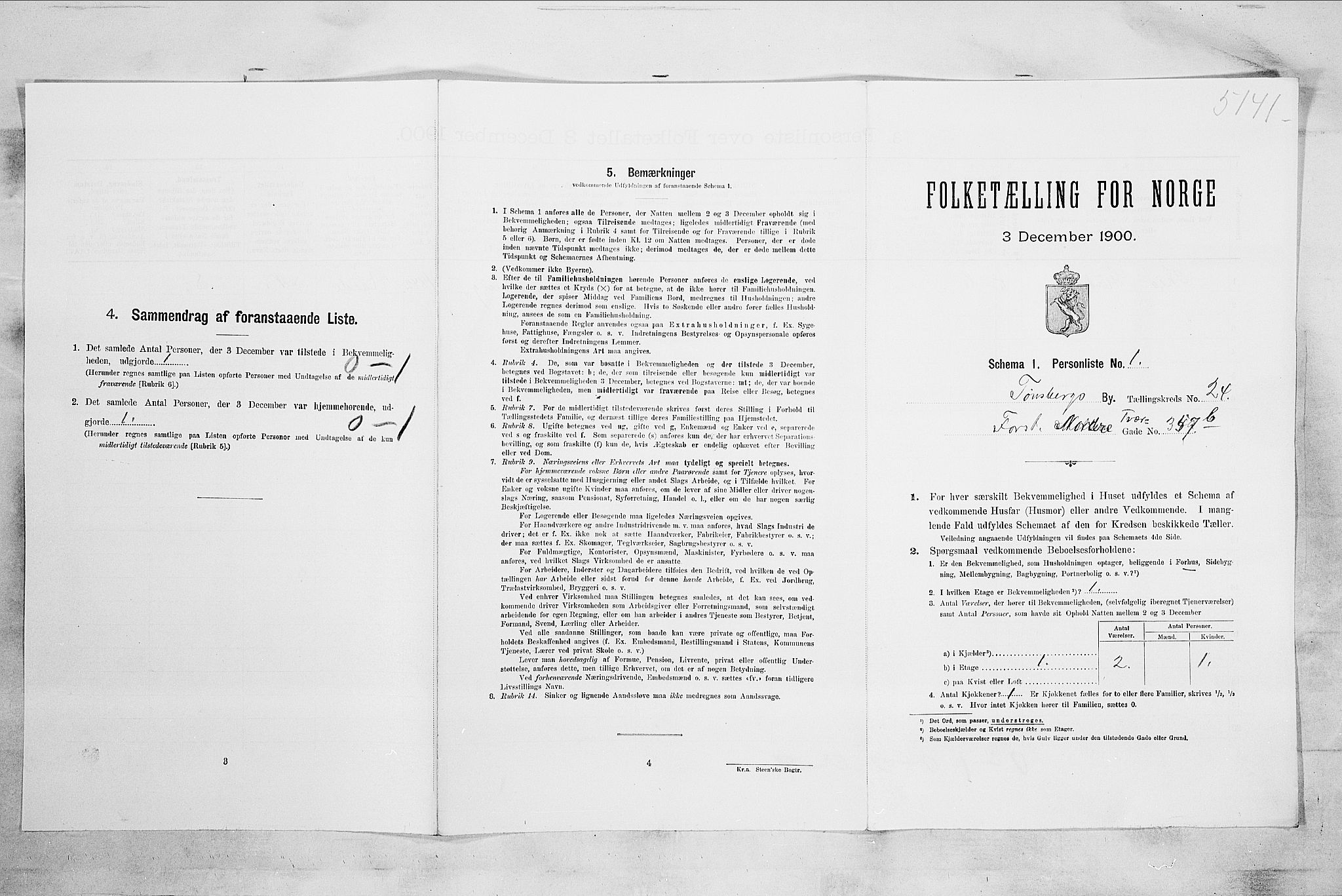 RA, Folketelling 1900 for 0705 Tønsberg kjøpstad, 1900, s. 3873
