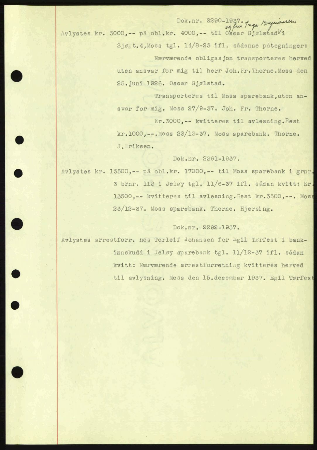 Moss sorenskriveri, SAO/A-10168: Pantebok nr. B4, 1937-1938, Dagboknr: 2290/1937