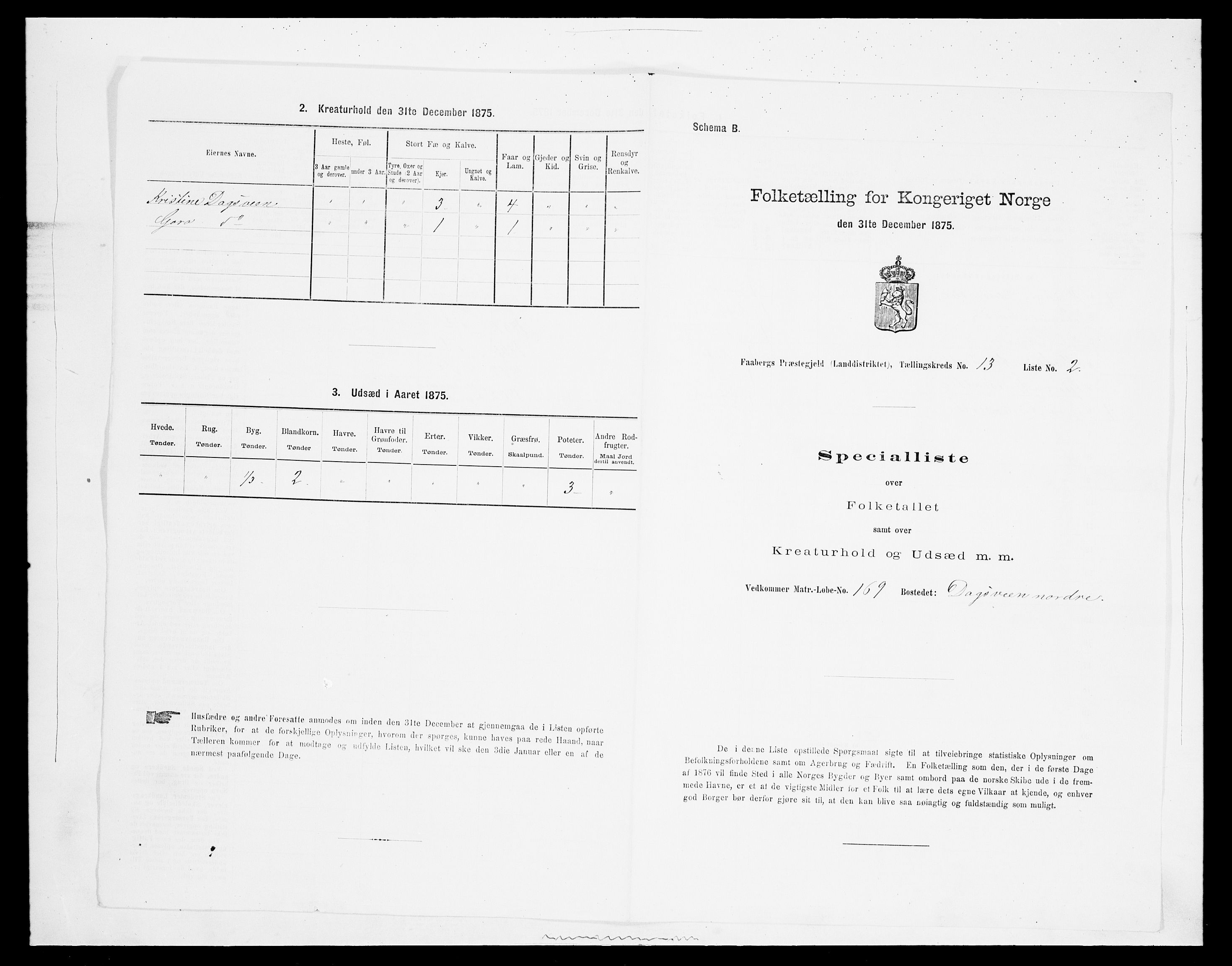 SAH, Folketelling 1875 for 0524L Fåberg prestegjeld, Fåberg sokn og Lillehammer landsokn, 1875, s. 1576