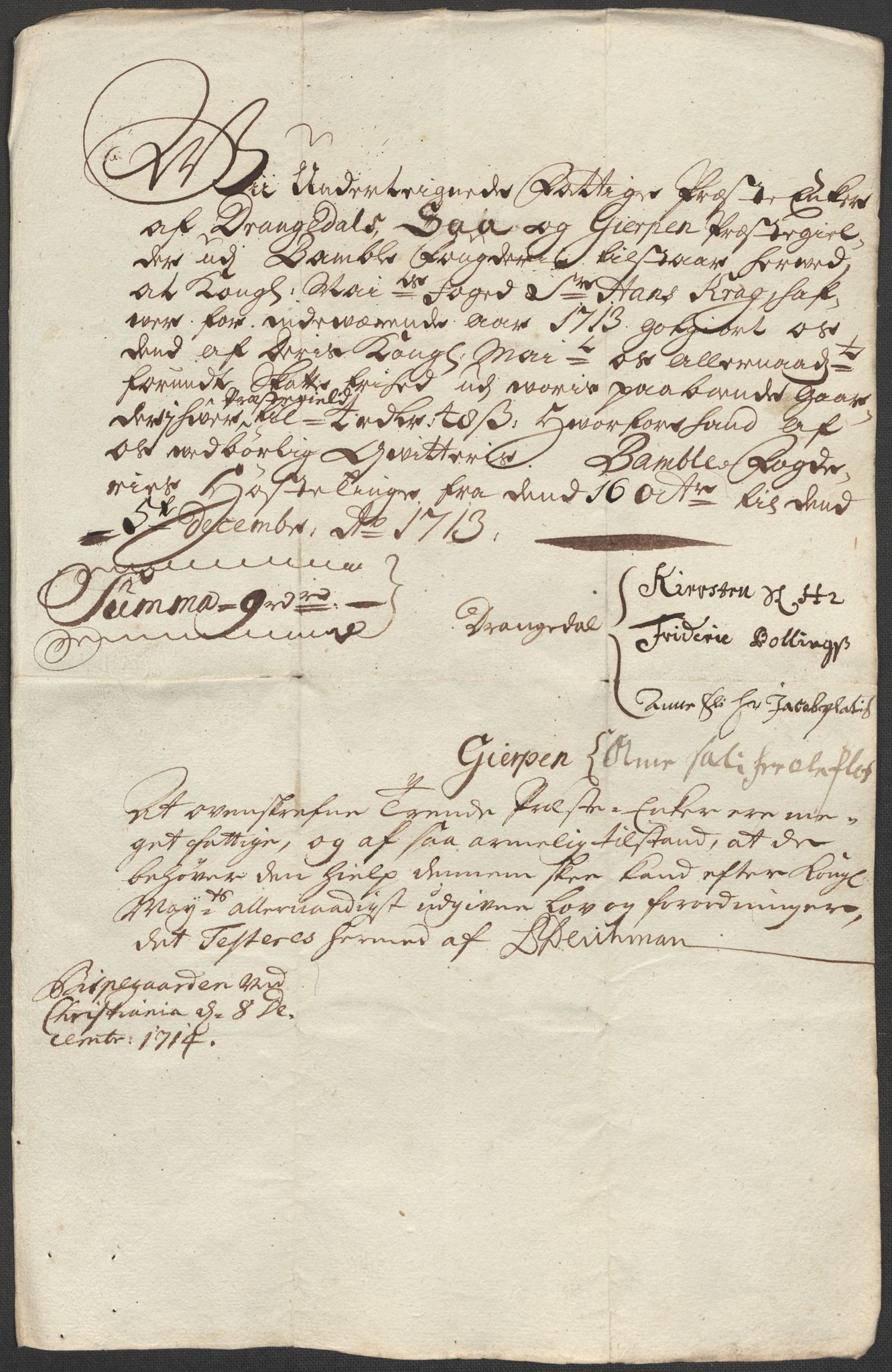 Rentekammeret inntil 1814, Reviderte regnskaper, Fogderegnskap, RA/EA-4092/R36/L2125: Fogderegnskap Øvre og Nedre Telemark og Bamble, 1713, s. 169