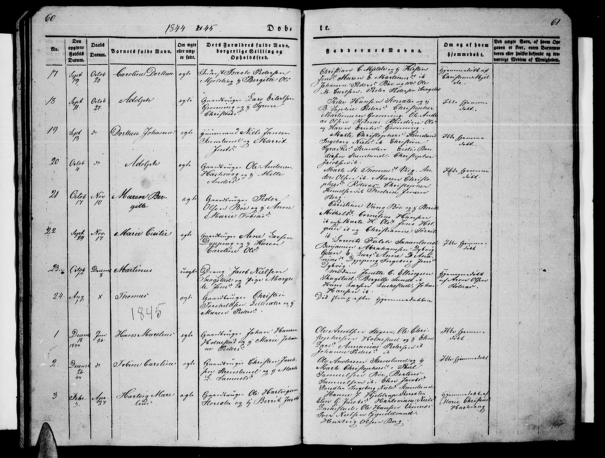 Ministerialprotokoller, klokkerbøker og fødselsregistre - Nordland, AV/SAT-A-1459/855/L0813: Klokkerbok nr. 855C02, 1836-1850, s. 60-61