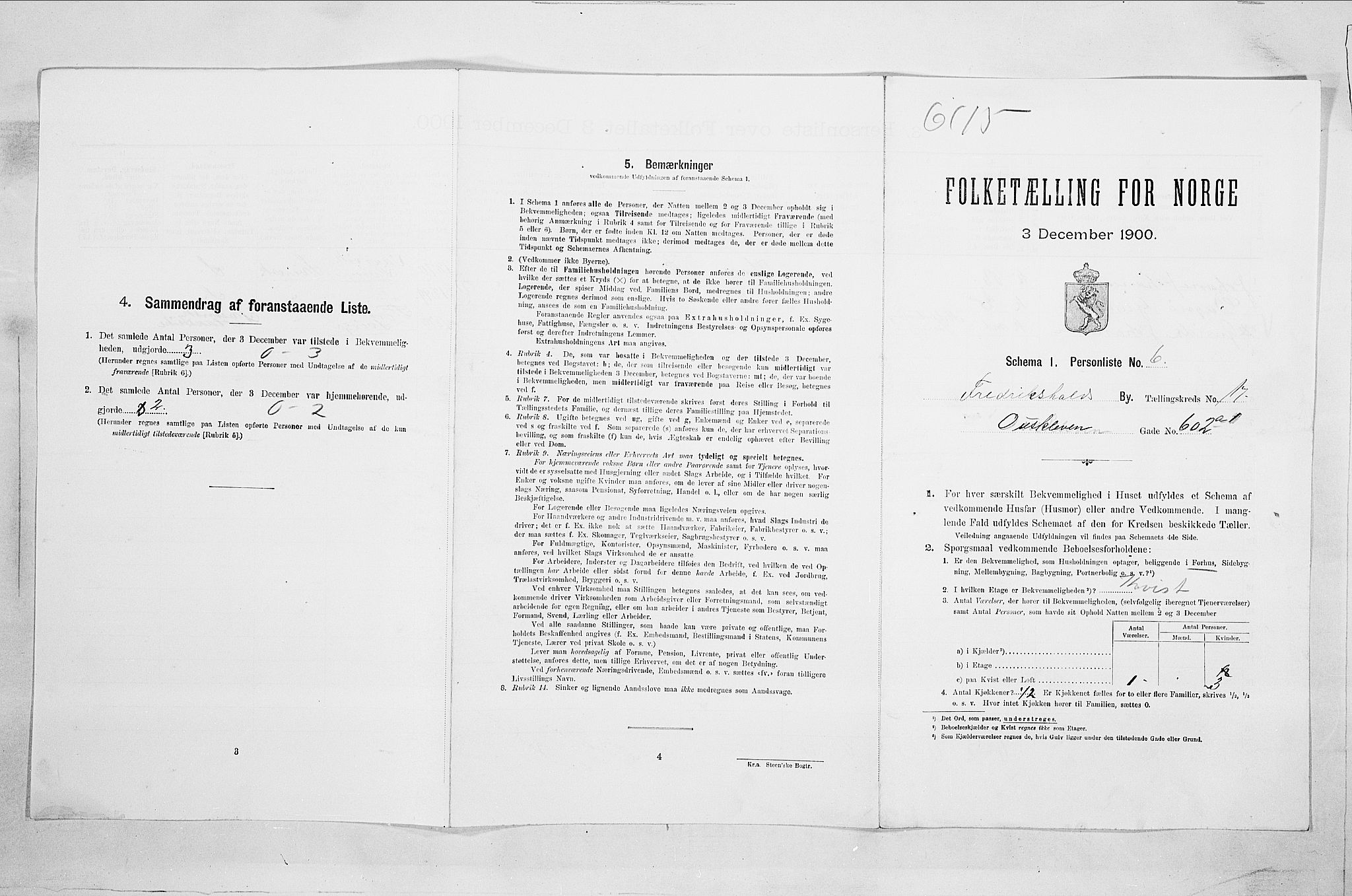 SAO, Folketelling 1900 for 0101 Fredrikshald kjøpstad, 1900