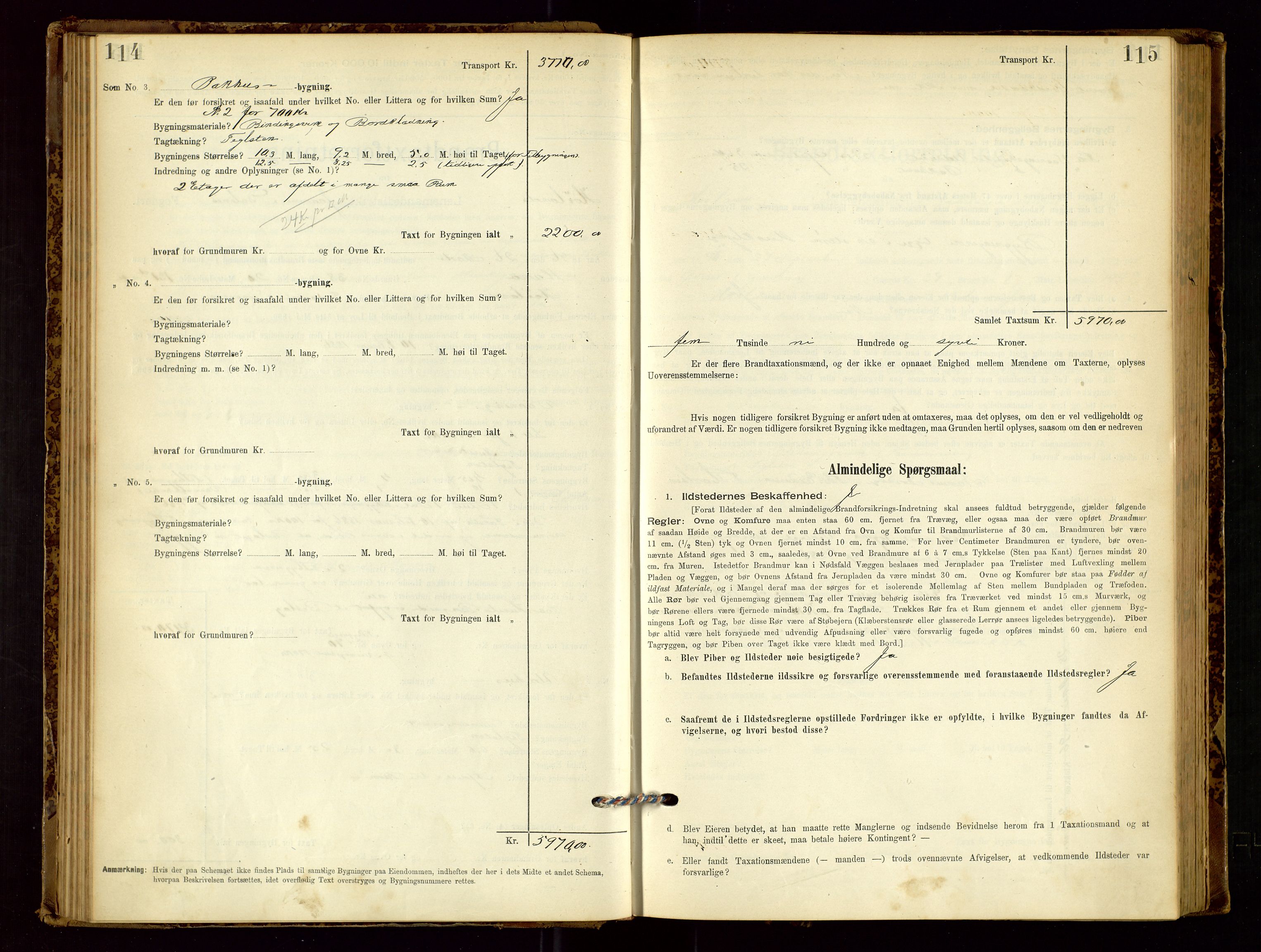 Høyland/Sandnes lensmannskontor, SAST/A-100166/Gob/L0001: "Brandtaxtprotokol", 1890-1913, s. 114-115