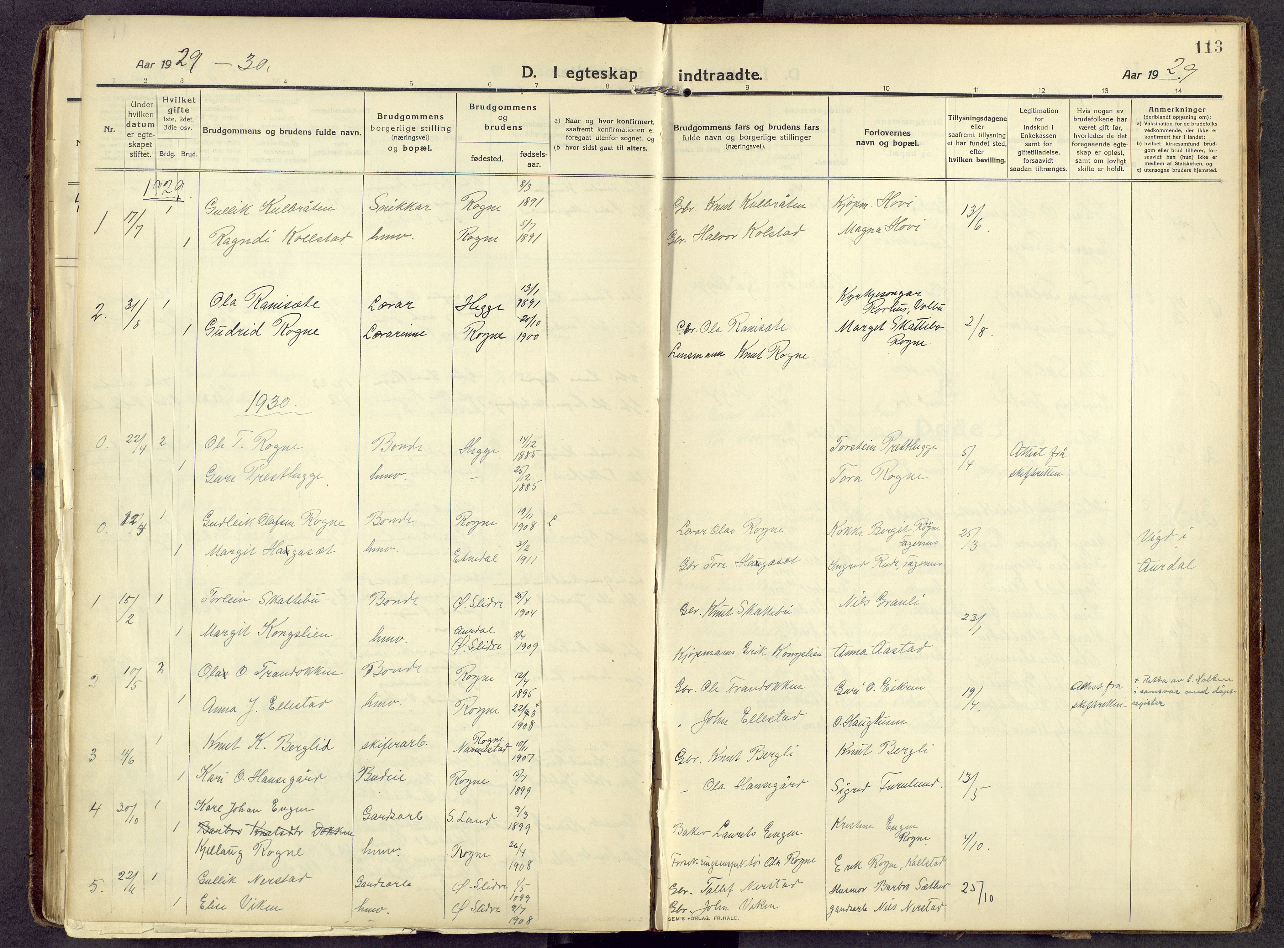 Øystre Slidre prestekontor, AV/SAH-PREST-138/H/Ha/Haa/L0006: Ministerialbok nr. 6, 1911-1931, s. 113