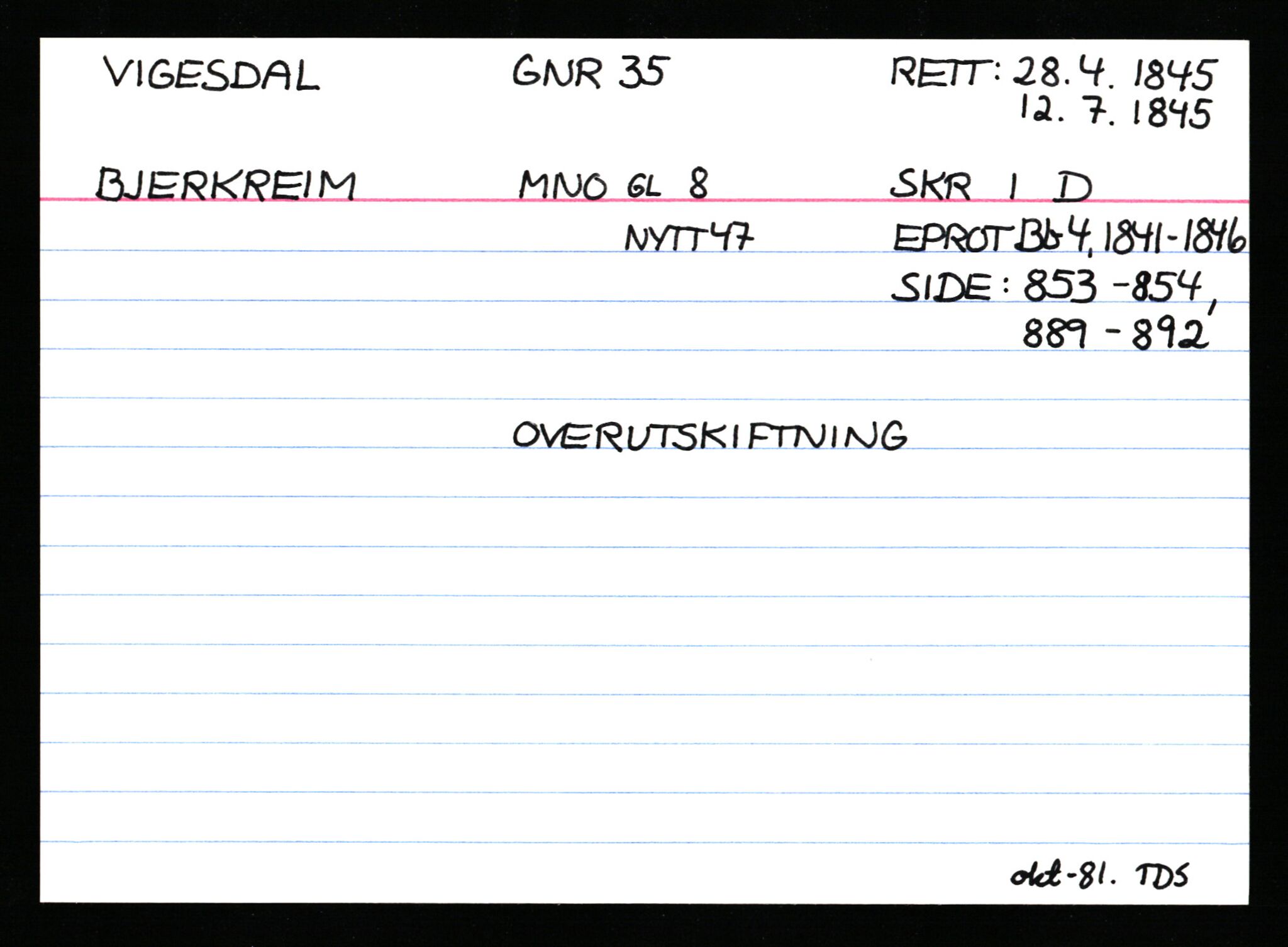 Statsarkivet i Stavanger, AV/SAST-A-101971/03/Y/Ym/L0066: Åstedskort sortert etter gårdsnavn: Veshovde - Vik, 1600-1950, s. 562