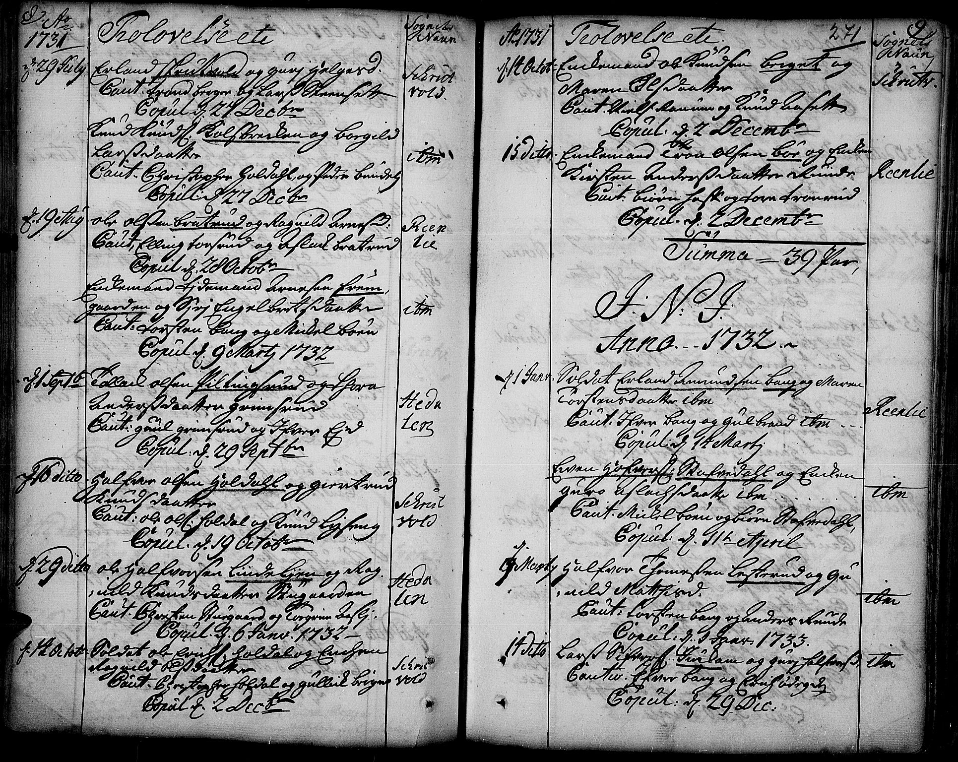 Aurdal prestekontor, AV/SAH-PREST-126/H/Ha/Haa/L0004: Ministerialbok nr. 4, 1730-1762, s. 8-9