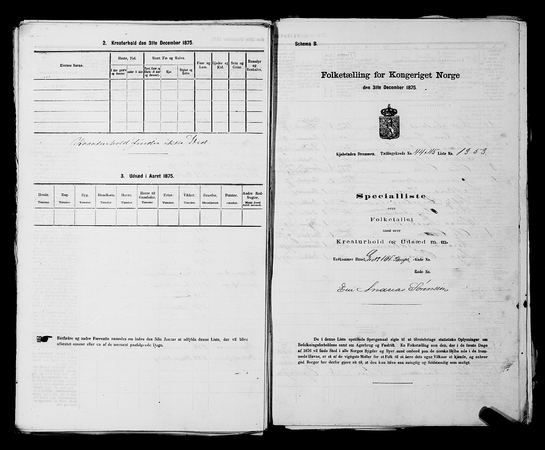 SAKO, Folketelling 1875 for 0602 Drammen kjøpstad, 1875, s. 3665