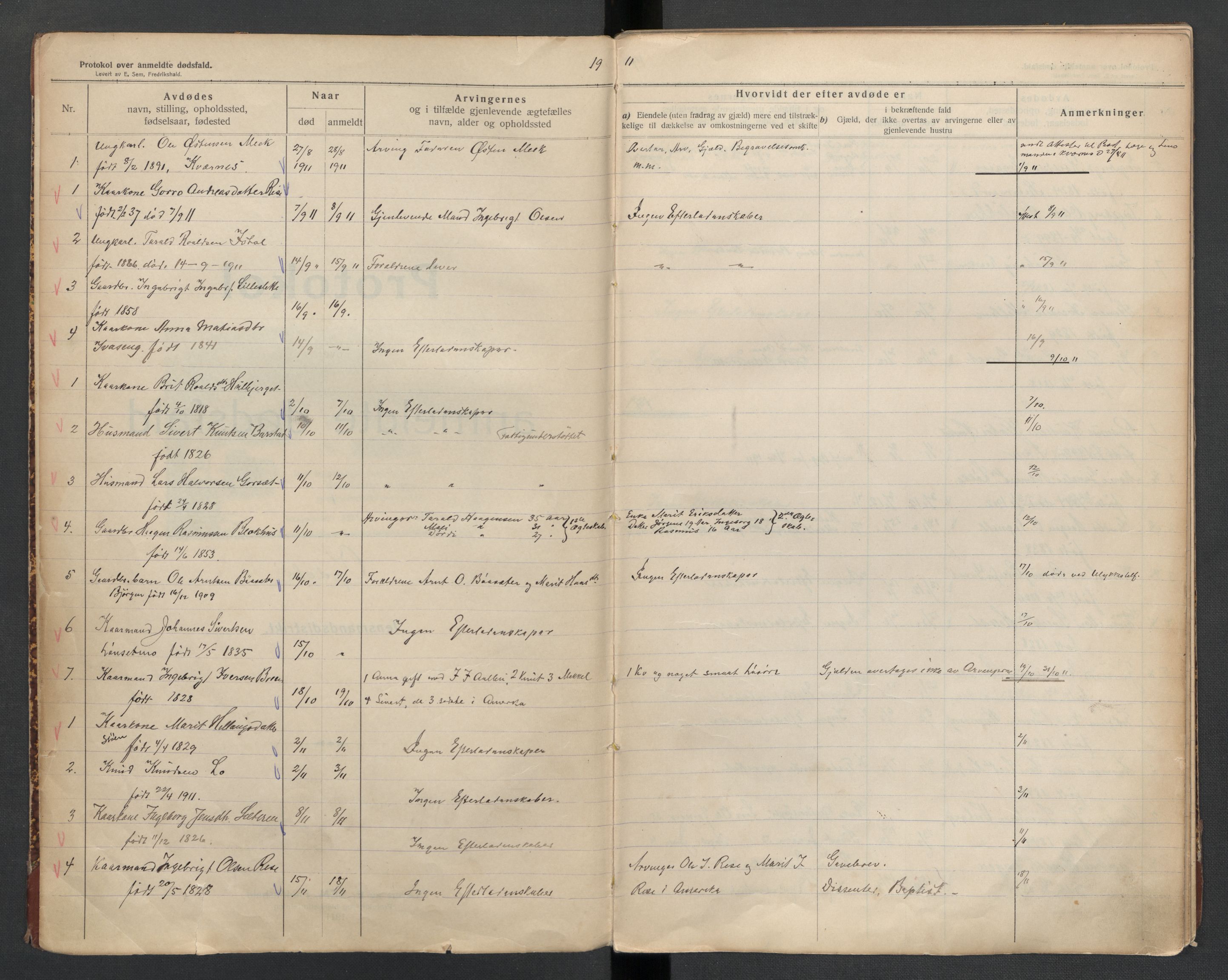 Oppdal lensmannskontor, AV/SAT-A-1073/1/02/L0002: 2.01.02 Dødsfallsprotokoll, 1911-1919
