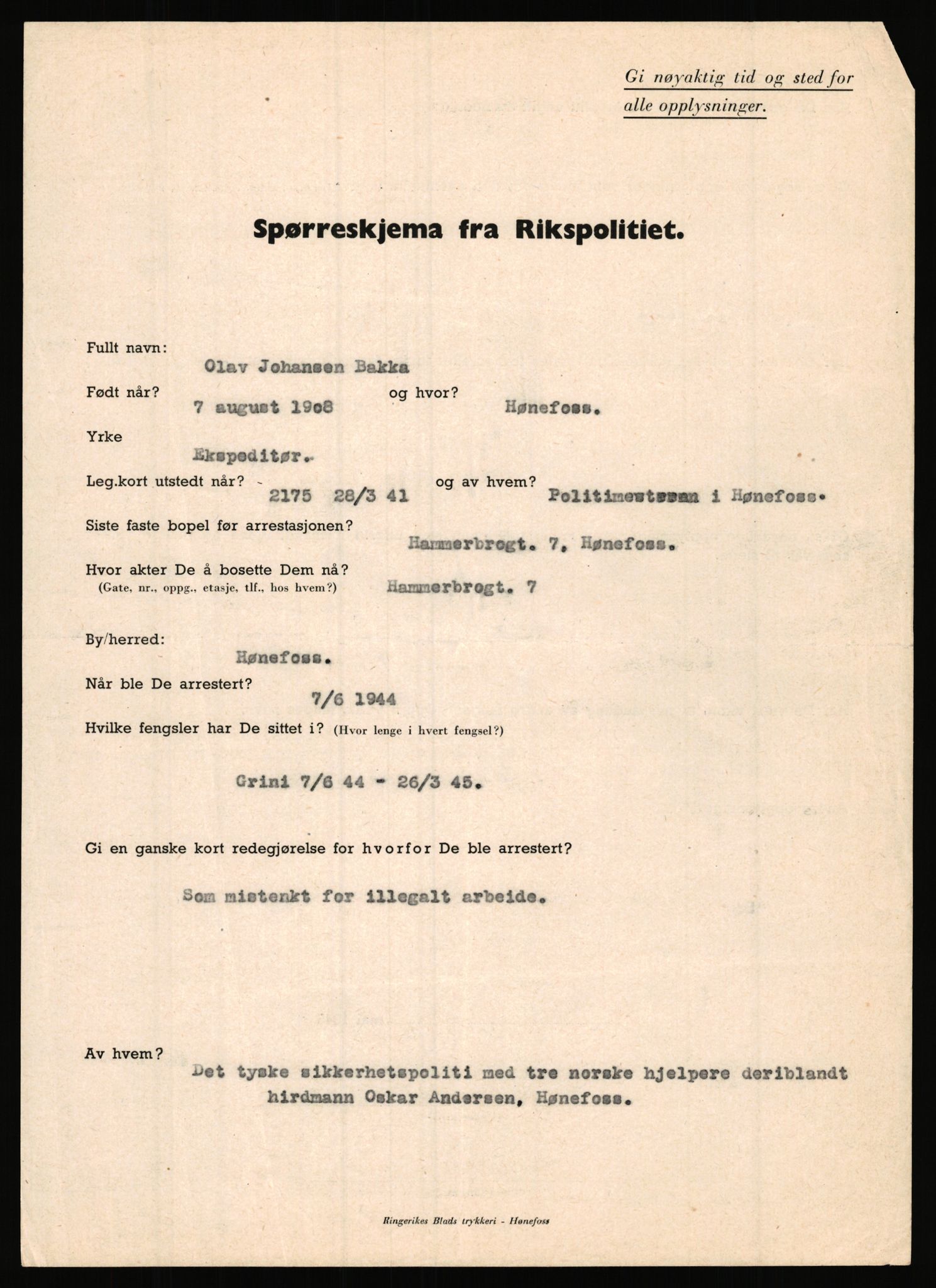 Rikspolitisjefen, AV/RA-S-1560/L/L0001: Abelseth, Rudolf - Berentsen, Odd, 1940-1945, s. 1083